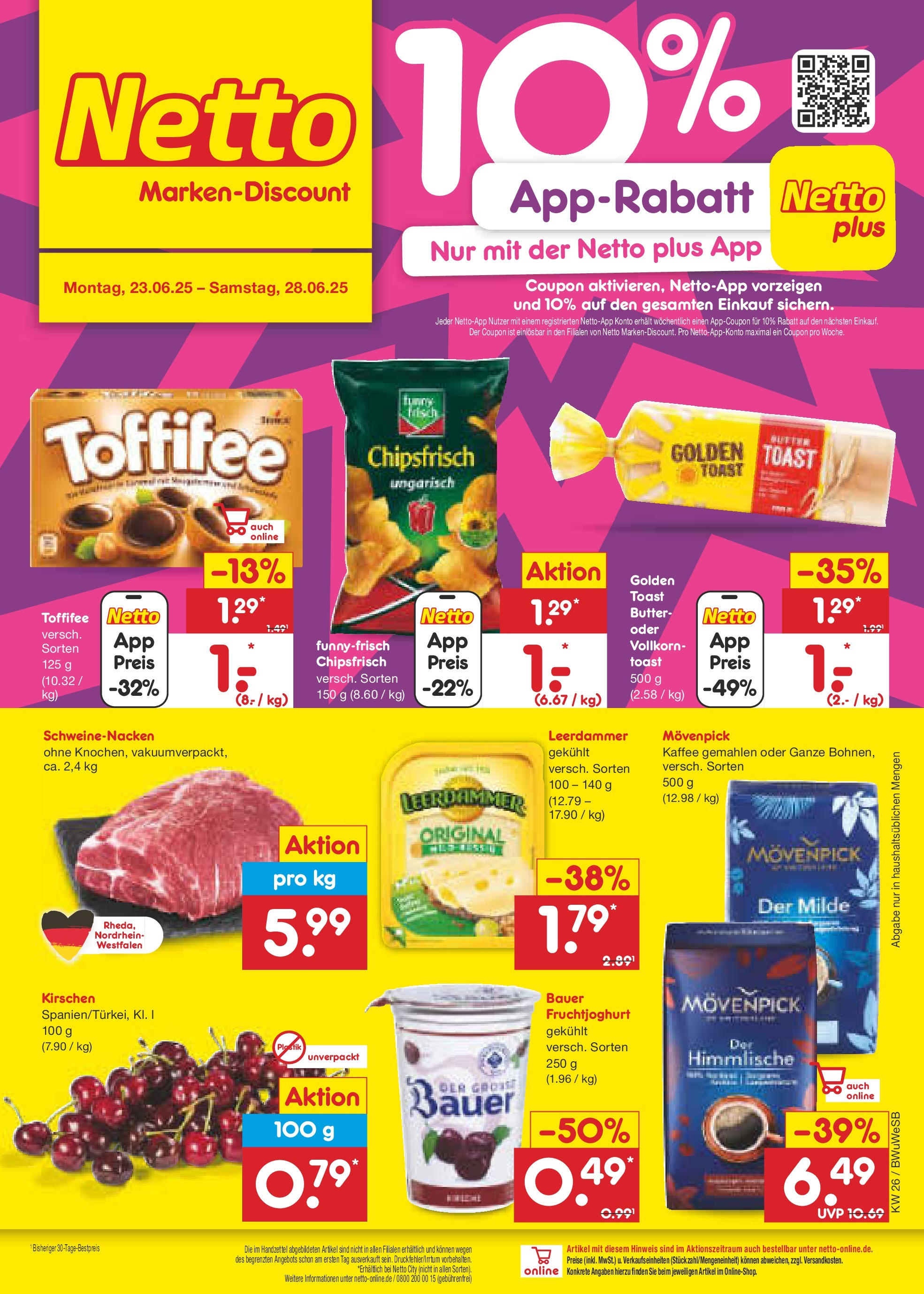 Netto Marken-Discount prospekt Stemwede-Dielingen (ab 22.06.2025) » Angebote | Seite: 1 | Produkte: Schweinenacken, Fruchtjoghurt, Toffifee, Chips Netto Marken-Discount prospekt Stemwede-Dielingen (ab 22.06.2025) » Angebote | Seite: 1 | Produkte: Schweinenacken, Fruchtjoghurt, Toffifee, Chips