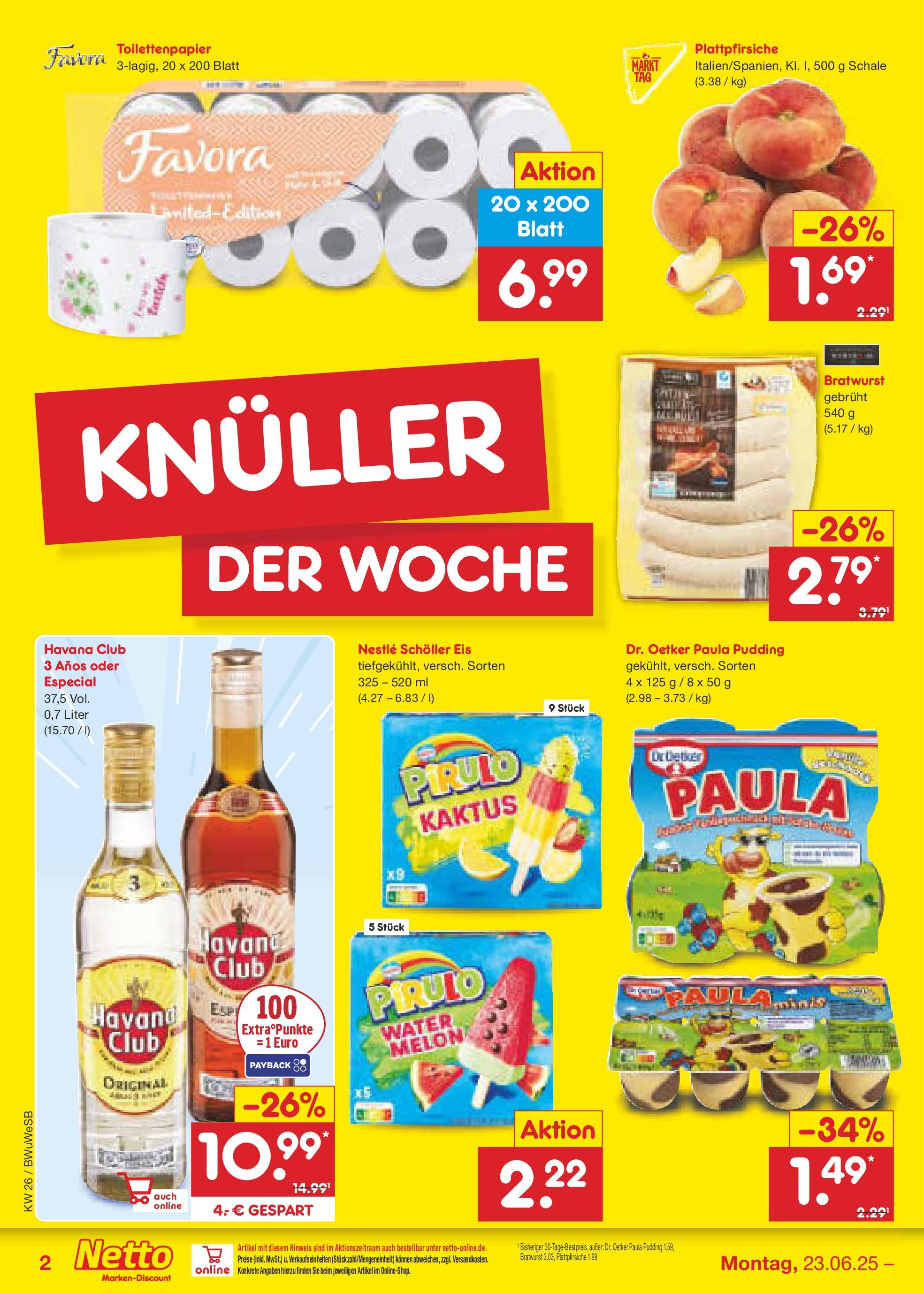 Netto Marken-Discount prospekt Stemwede-Dielingen (ab 22.06.2025) » Angebote | Seite: 2 | Produkte: Havana club, Bratwurst, Eis, Toilettenpapier Netto Marken-Discount prospekt Stemwede-Dielingen (ab 22.06.2025) » Angebote | Seite: 2 | Produkte: Havana club, Bratwurst, Eis, Toilettenpapier