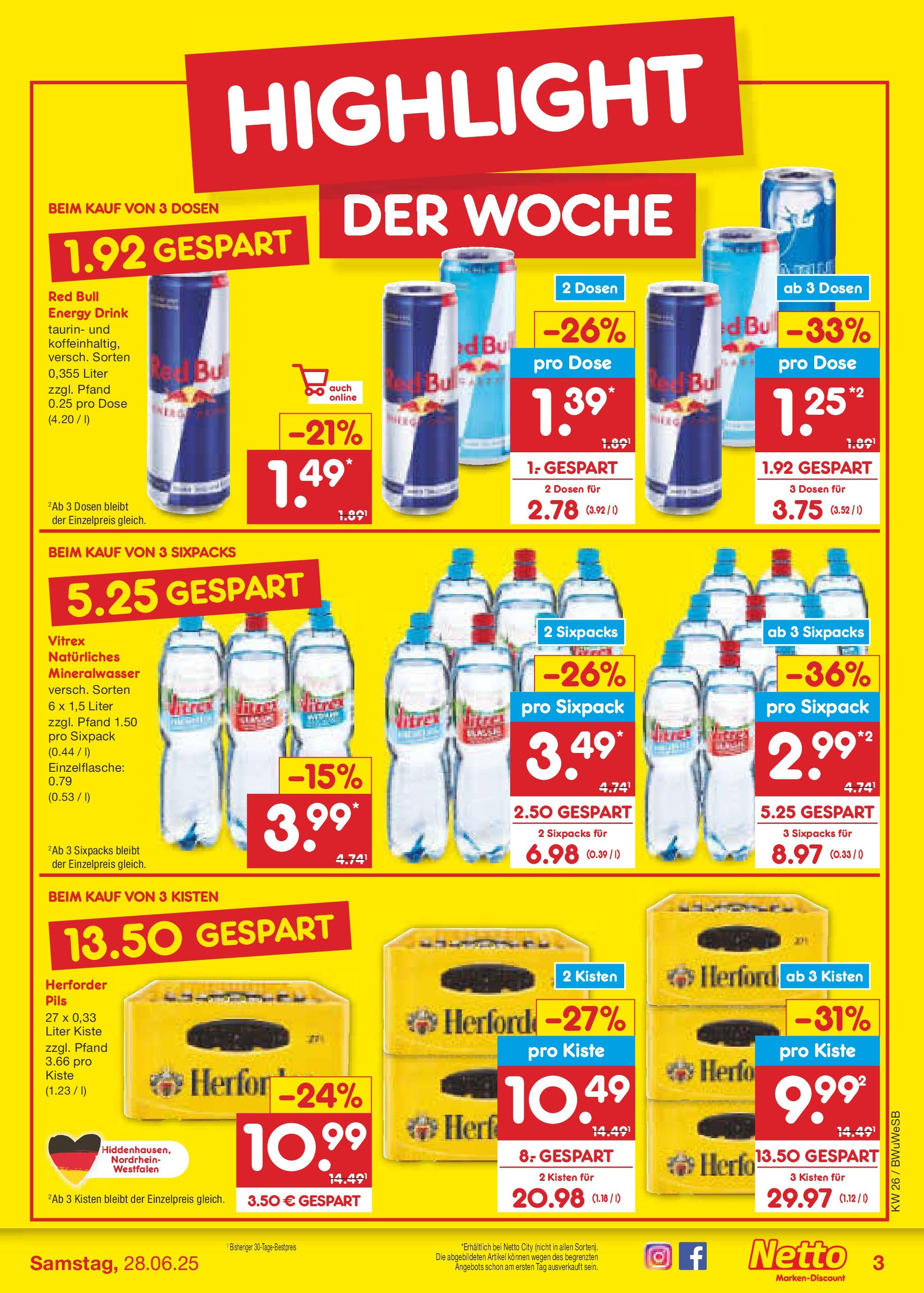 Netto Marken-Discount prospekt Stemwede-Dielingen (ab 22.06.2025) » Angebote | Seite: 3 | Produkte: Red bull, Energy, Pils, Mineralwasser Netto Marken-Discount prospekt Stemwede-Dielingen (ab 22.06.2025) » Angebote | Seite: 3 | Produkte: Red bull, Energy, Pils, Mineralwasser