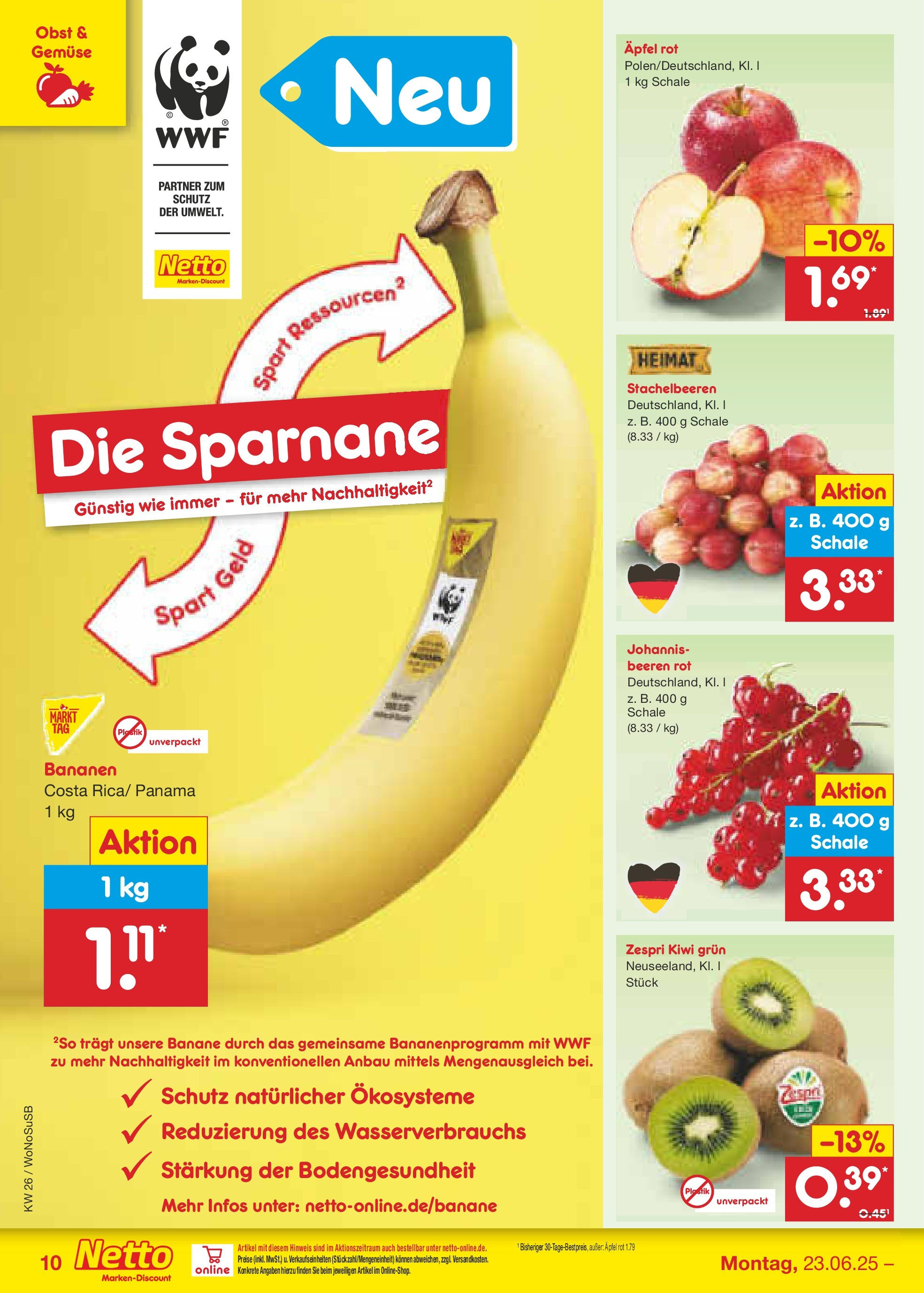 Netto Marken-Discount prospekt Lahnau (ab 22.06.2025) » Angebote | Seite: 14 | Produkte: Bananen, Gemüse, Obst, Kiwi Netto Marken-Discount prospekt Lahnau (ab 22.06.2025) » Angebote | Seite: 14 | Produkte: Bananen, Gemüse, Obst, Kiwi