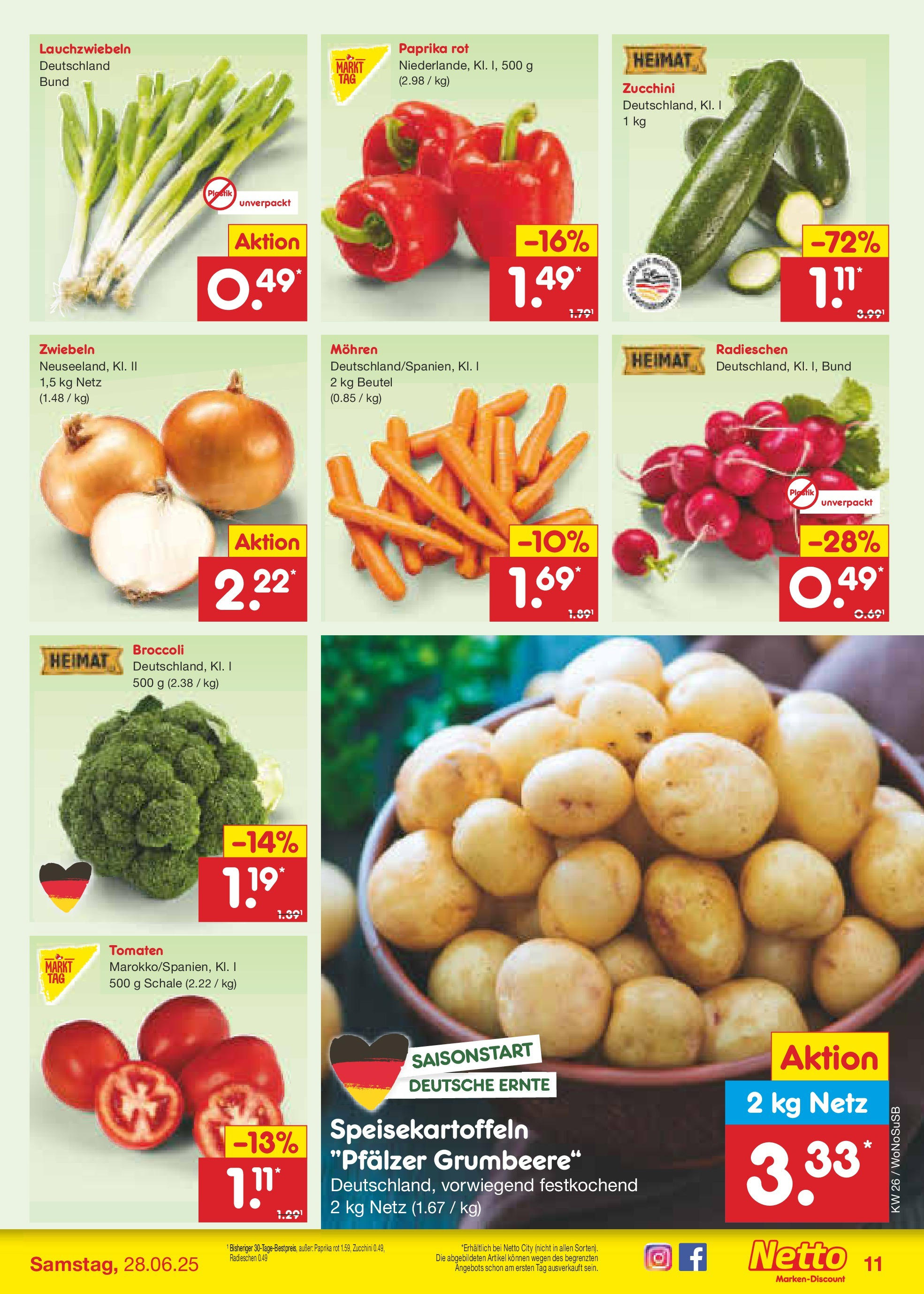 Netto Marken-Discount prospekt Lahnau (ab 22.06.2025) » Angebote | Seite: 15 | Produkte: Tomaten, Mohren, Zwiebeln, Paprika Netto Marken-Discount prospekt Lahnau (ab 22.06.2025) » Angebote | Seite: 15 | Produkte: Tomaten, Mohren, Zwiebeln, Paprika