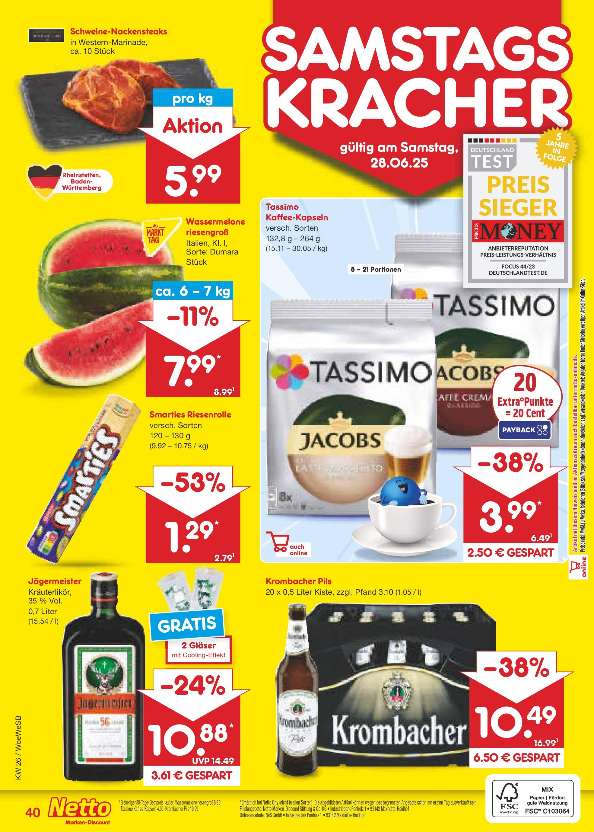 Netto Marken-Discount prospekt Katzweiler (ab 22.06.2025) » Angebote | Seite: 58 | Produkte: Smarties, Pils, Wassermelone, Krombacher Netto Marken-Discount prospekt Katzweiler (ab 22.06.2025) » Angebote | Seite: 58 | Produkte: Smarties, Pils, Wassermelone, Krombacher