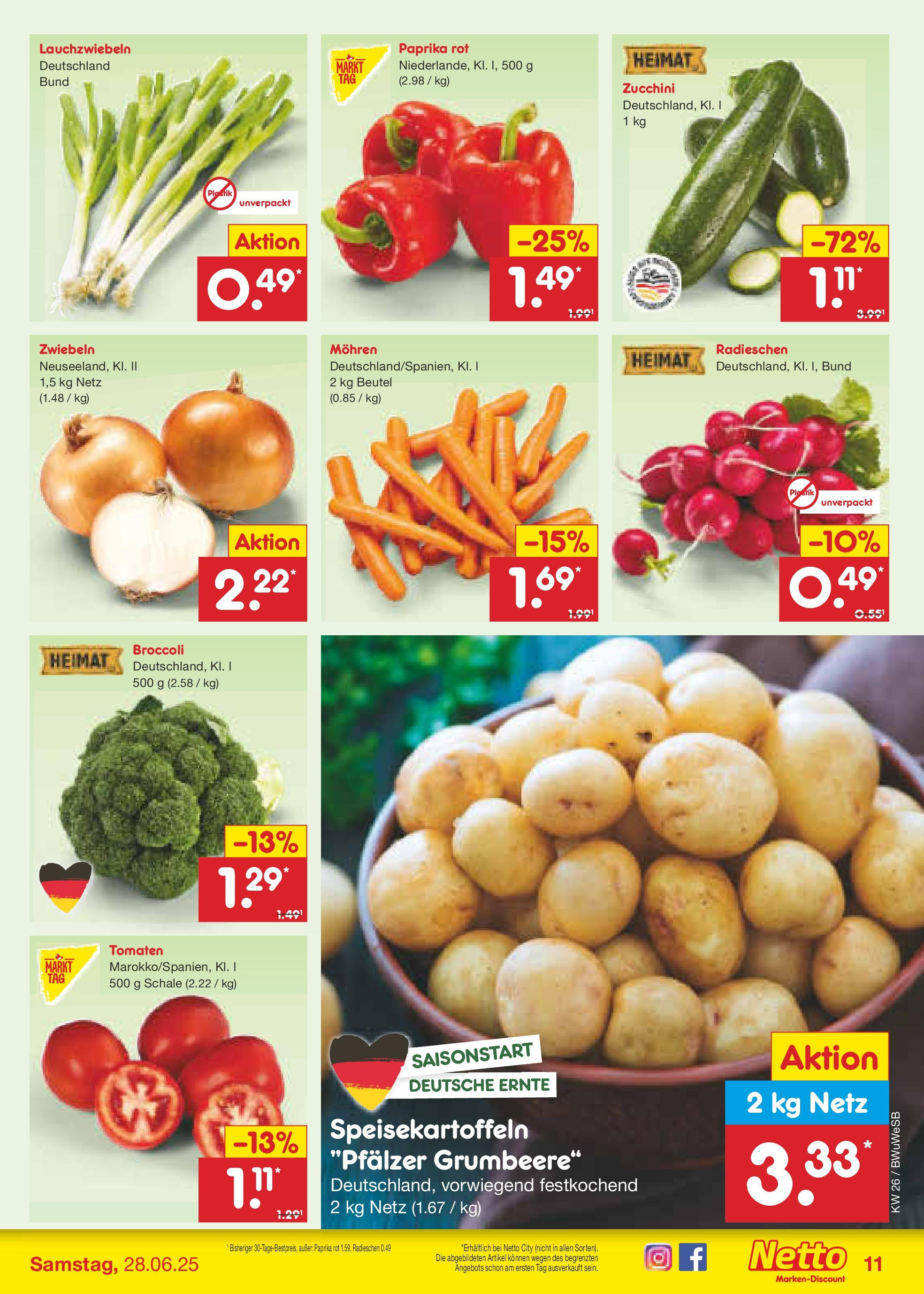 Netto Marken-Discount prospekt Stemwede-Dielingen (ab 22.06.2025) » Angebote | Seite: 15 | Produkte: Paprika rot, Mohren, Zwiebeln, Zucchini Netto Marken-Discount prospekt Stemwede-Dielingen (ab 22.06.2025) » Angebote | Seite: 15 | Produkte: Paprika rot, Mohren, Zwiebeln, Zucchini