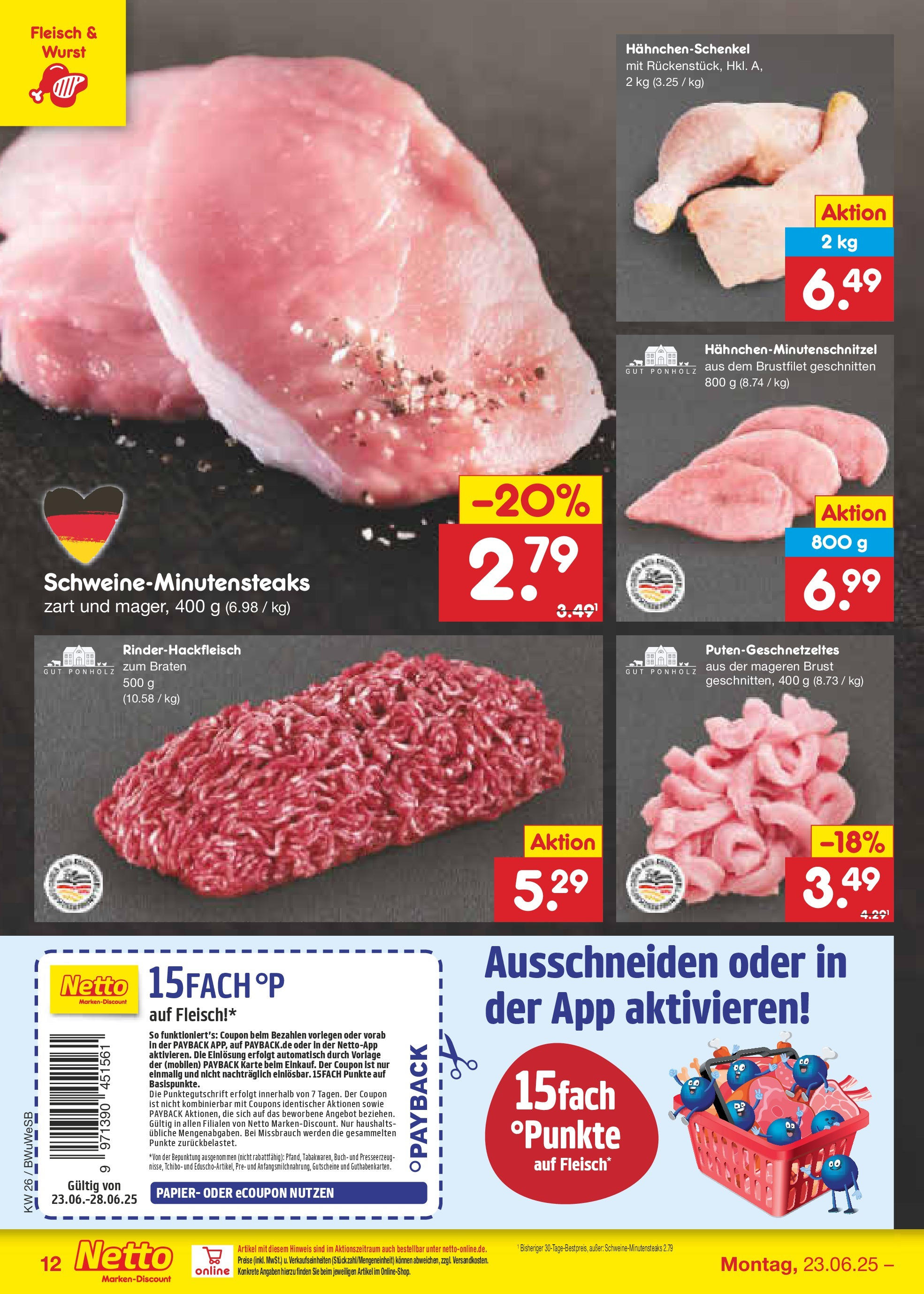 Netto Marken-Discount prospekt Stemwede-Dielingen (ab 22.06.2025) » Angebote | Seite: 18 | Produkte: Hahnchenschenkel, Wurst, Fleisch Netto Marken-Discount prospekt Stemwede-Dielingen (ab 22.06.2025) » Angebote | Seite: 18 | Produkte: Hahnchenschenkel, Wurst, Fleisch