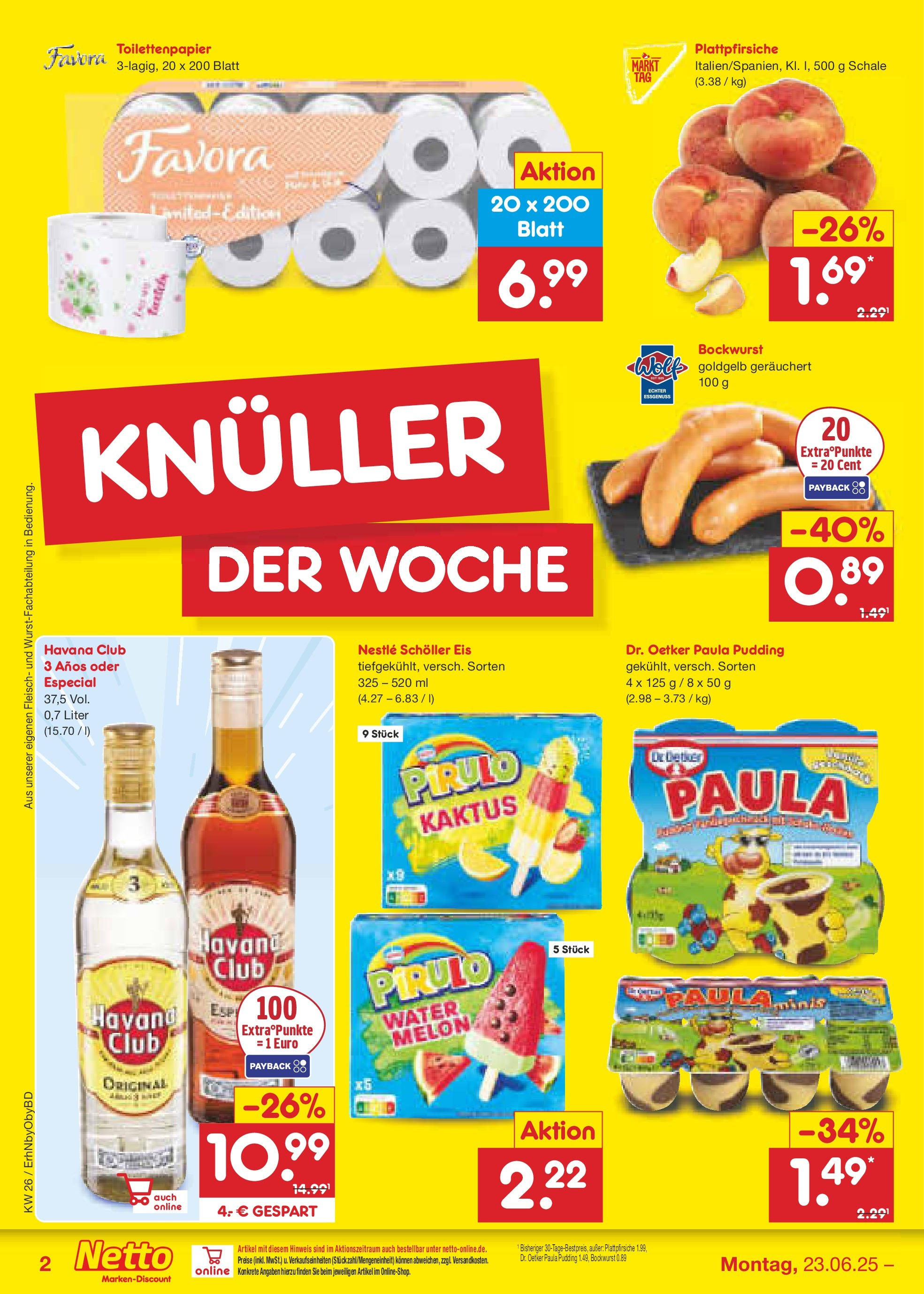 Netto Marken-Discount prospekt Ergolding (ab 22.06.2025) » Angebote | Seite: 2 | Produkte: Bockwurst, Havana club, Rum, Pudding Netto Marken-Discount prospekt Ergolding (ab 22.06.2025) » Angebote | Seite: 2 | Produkte: Bockwurst, Havana club, Rum, Pudding