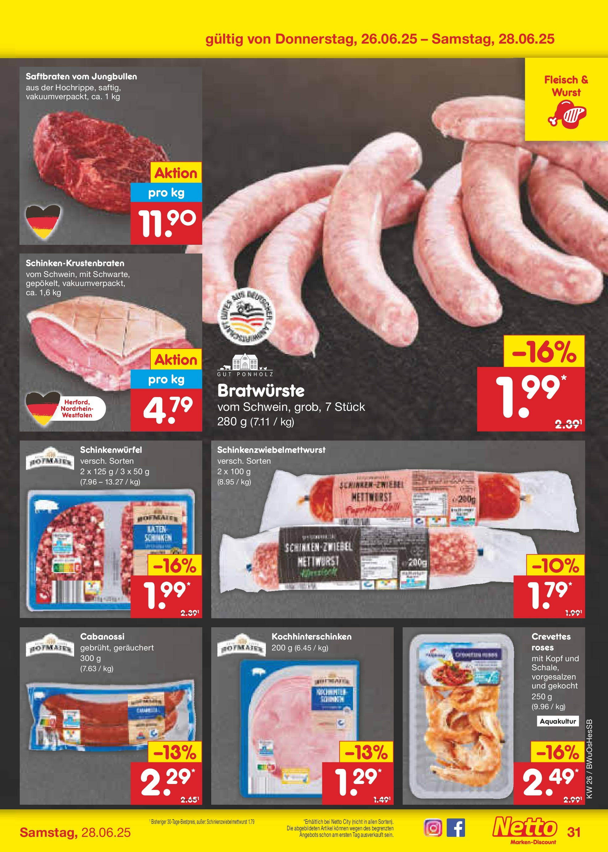 Netto Marken-Discount prospekt Osterode (ab 22.06.2025) » Angebote | Seite: 45 | Produkte: Wurst, Schinken, Fleisch Netto Marken-Discount prospekt Osterode (ab 22.06.2025) » Angebote | Seite: 45 | Produkte: Wurst, Schinken, Fleisch