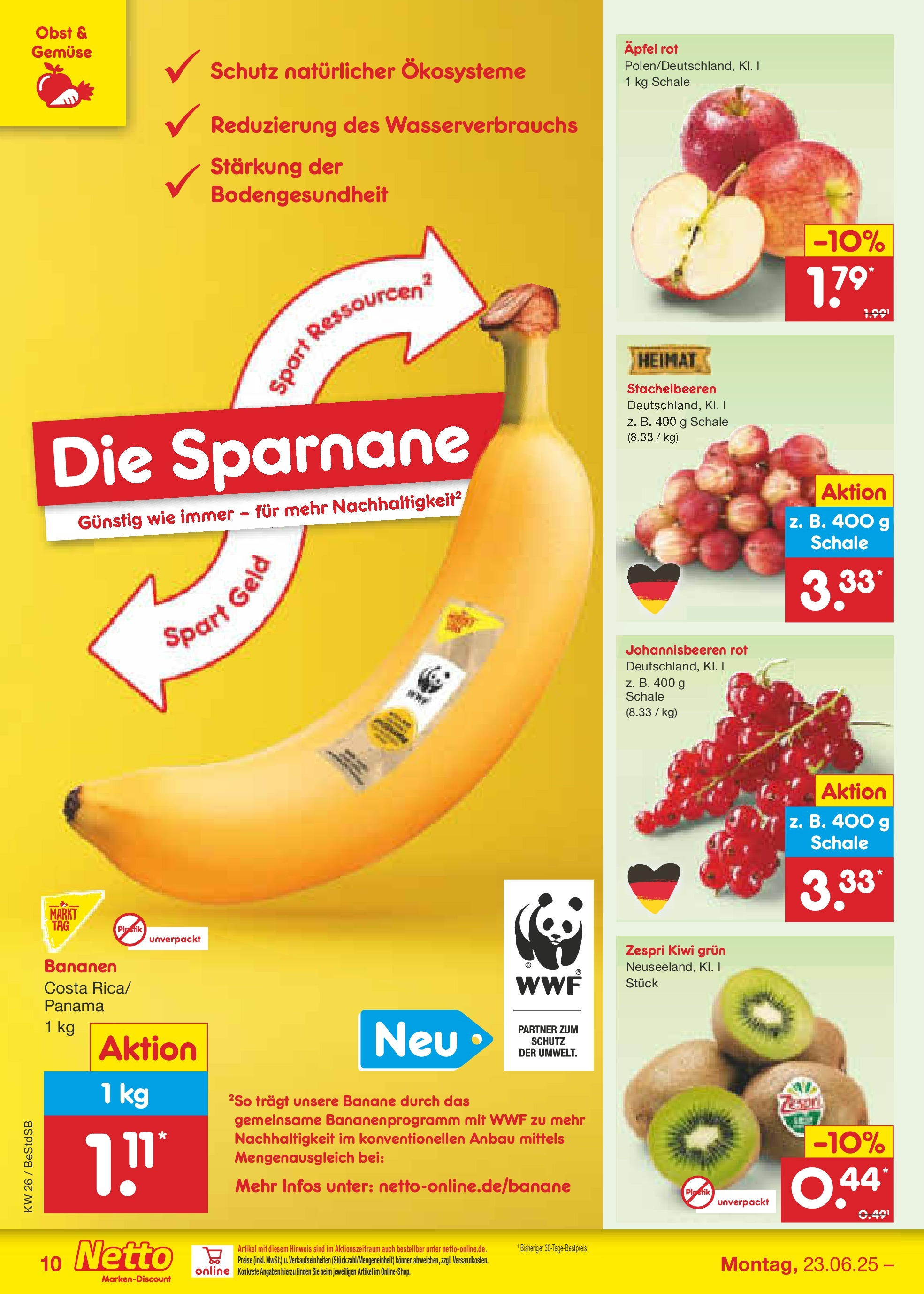 Netto Marken-Discount prospekt Berlin-Spandau (ab 22.06.2025) » Angebote | Seite: 14 | Produkte: Äpfel, Bananen, Obst, Kiwi Netto Marken-Discount prospekt Berlin-Spandau (ab 22.06.2025) » Angebote | Seite: 14 | Produkte: Äpfel, Bananen, Obst, Kiwi