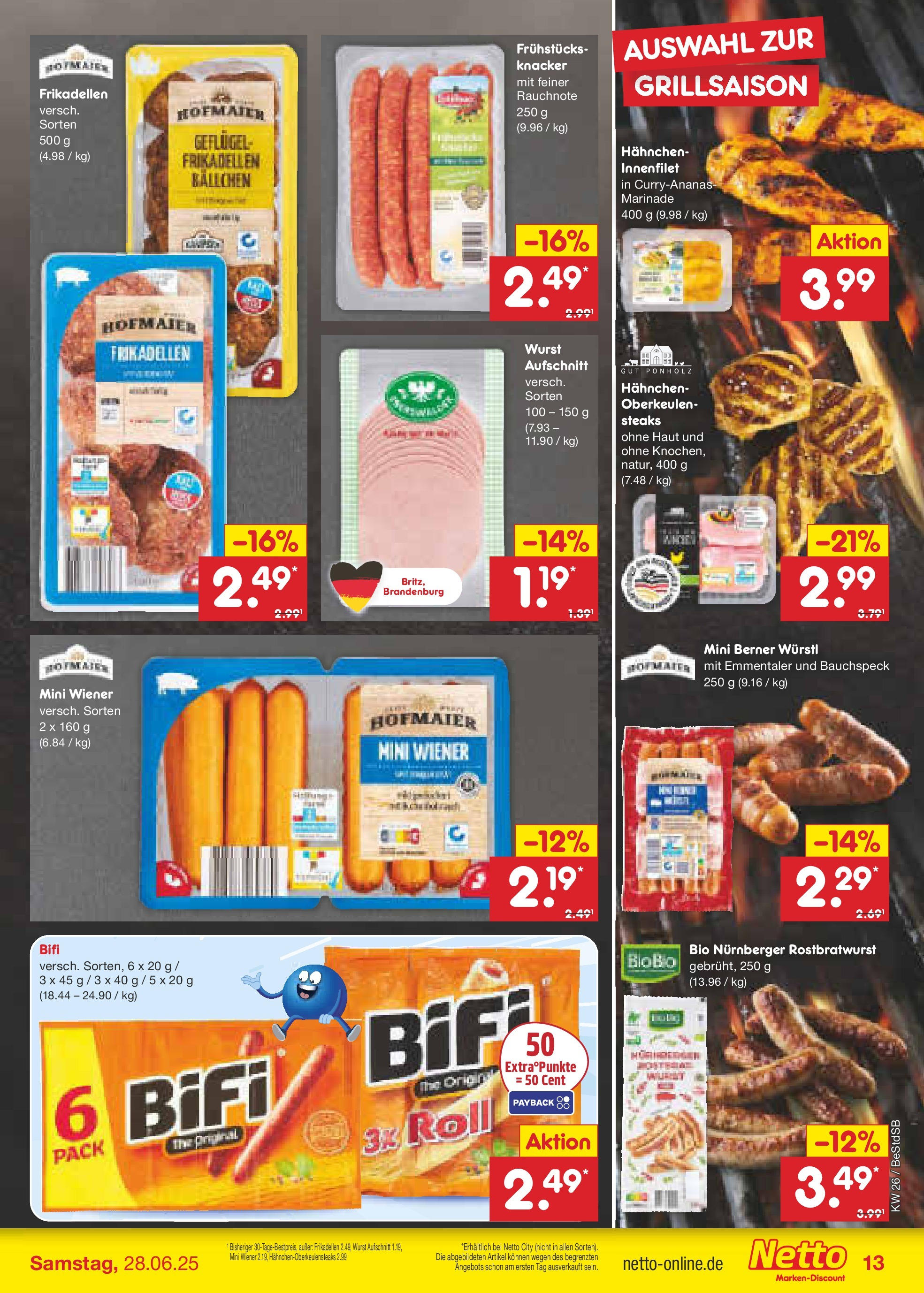 Netto Marken-Discount prospekt Berlin-Spandau (ab 22.06.2025) » Angebote | Seite: 19 | Produkte: Bifi, Würstl, Wurst, Steak Netto Marken-Discount prospekt Berlin-Spandau (ab 22.06.2025) » Angebote | Seite: 19 | Produkte: Bifi, Würstl, Wurst, Steak