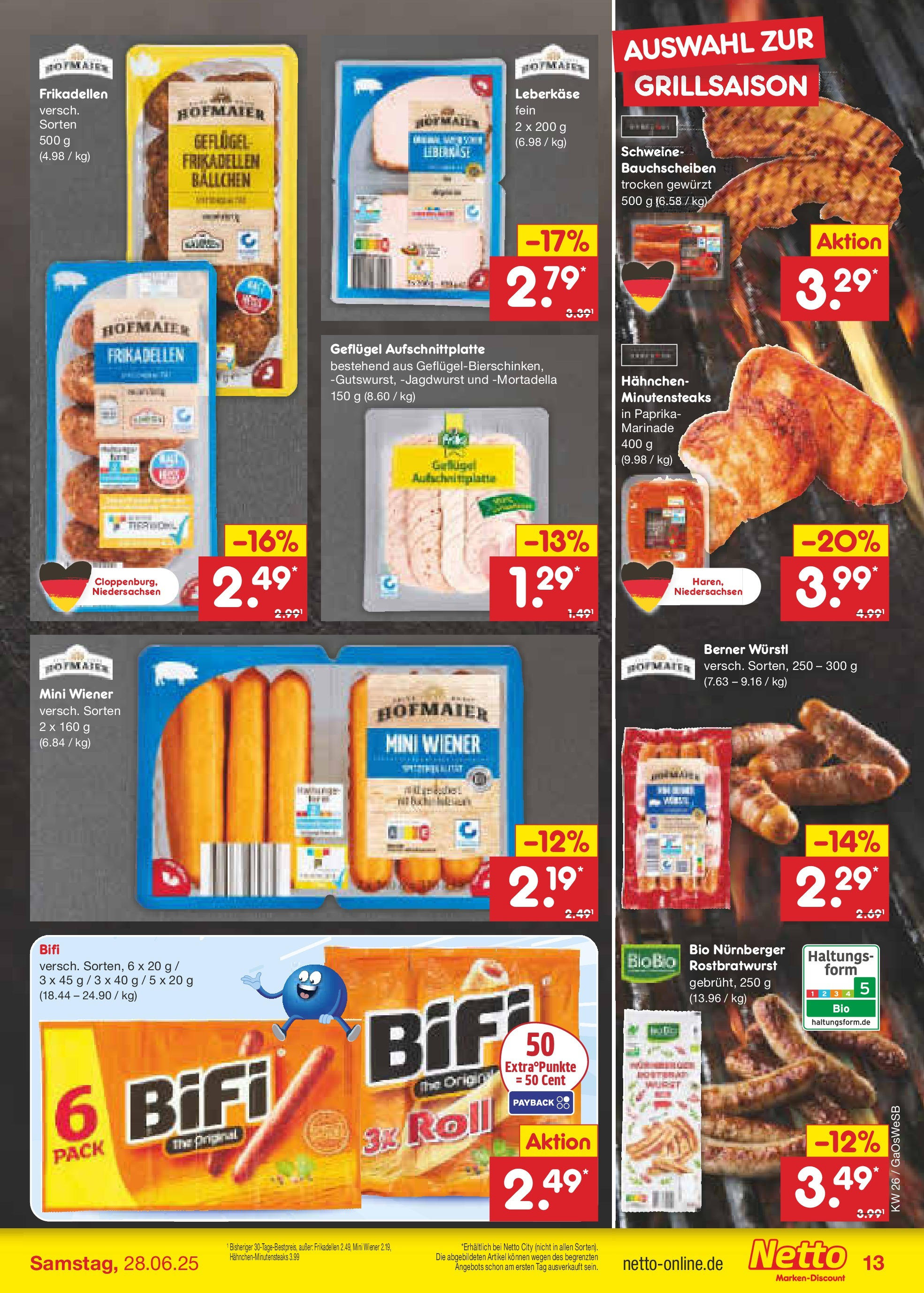 Netto Marken-Discount prospekt Bremen-Lesum (ab 22.06.2025) » Angebote | Seite: 19 | Produkte: Hahnchen, Bifi, Würstl, Paprika Netto Marken-Discount prospekt Bremen-Lesum (ab 22.06.2025) » Angebote | Seite: 19 | Produkte: Hahnchen, Bifi, Würstl, Paprika