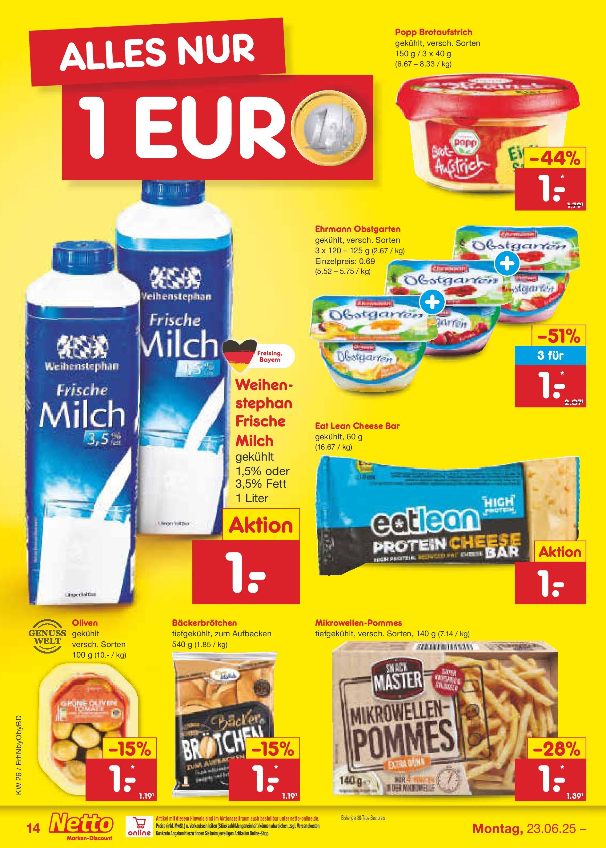 Netto Marken-Discount prospekt Ergolding (ab 22.06.2025) » Angebote | Seite: 20 | Produkte: Milch, Pommes Netto Marken-Discount prospekt Ergolding (ab 22.06.2025) » Angebote | Seite: 20 | Produkte: Milch, Pommes