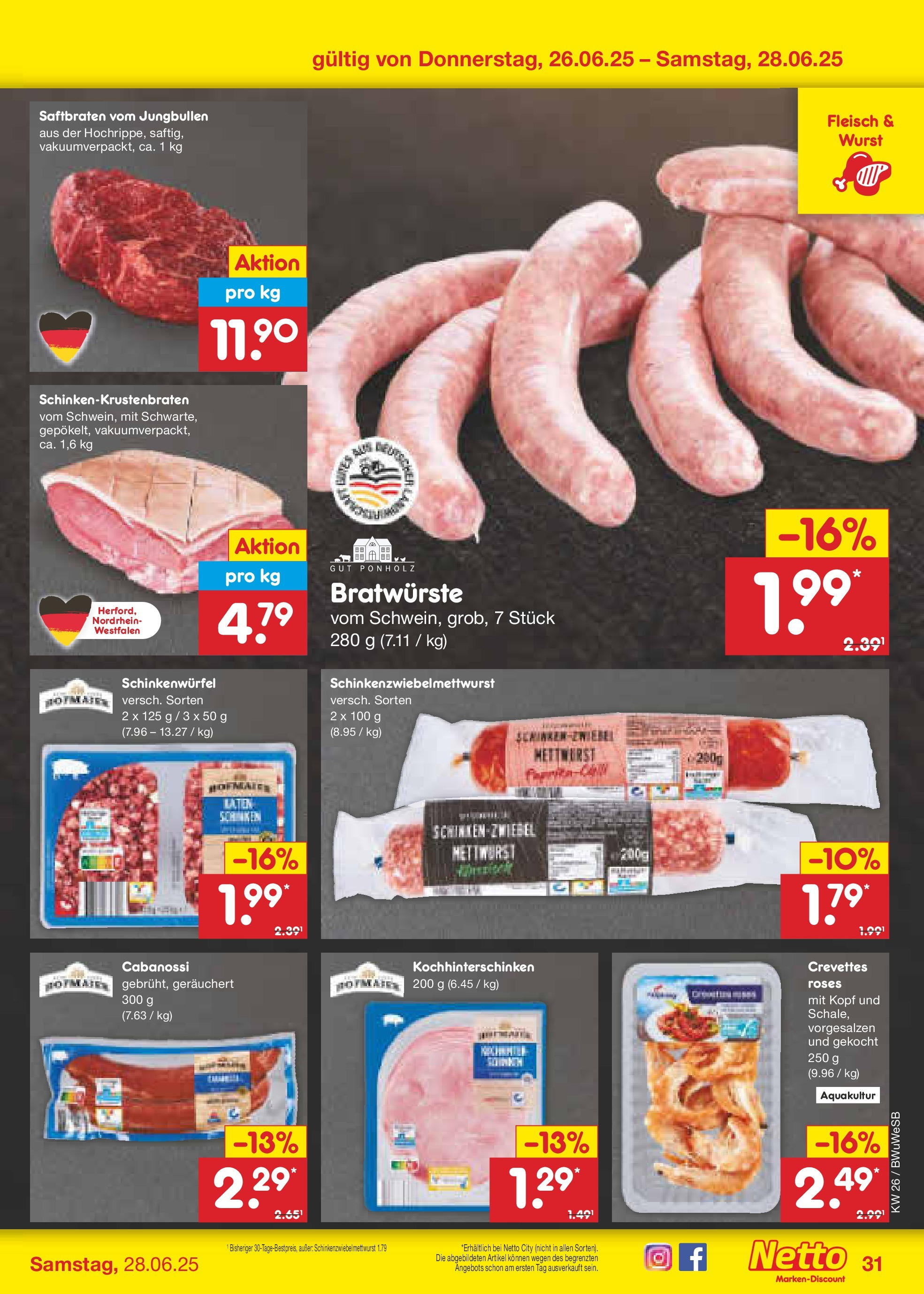 Netto Marken-Discount prospekt Stemwede-Dielingen (ab 22.06.2025) » Angebote | Seite: 45 | Produkte: Wurst, Schinken, Fleisch Netto Marken-Discount prospekt Stemwede-Dielingen (ab 22.06.2025) » Angebote | Seite: 45 | Produkte: Wurst, Schinken, Fleisch