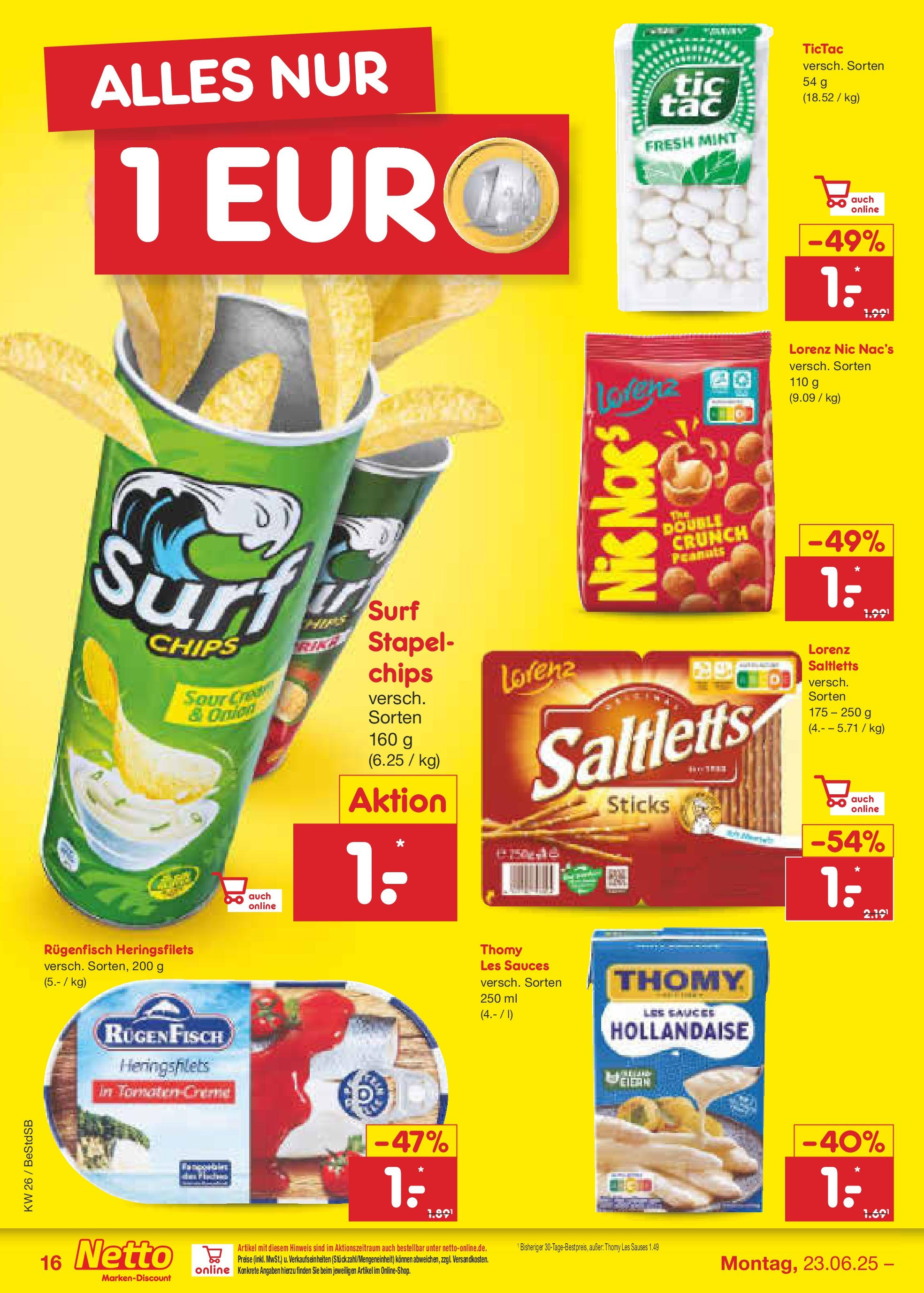 Netto Marken-Discount prospekt Berlin-Spandau (ab 22.06.2025) » Angebote | Seite: 22 | Produkte: Thomy les sauces, Fisch, Chips Netto Marken-Discount prospekt Berlin-Spandau (ab 22.06.2025) » Angebote | Seite: 22 | Produkte: Thomy les sauces, Fisch, Chips