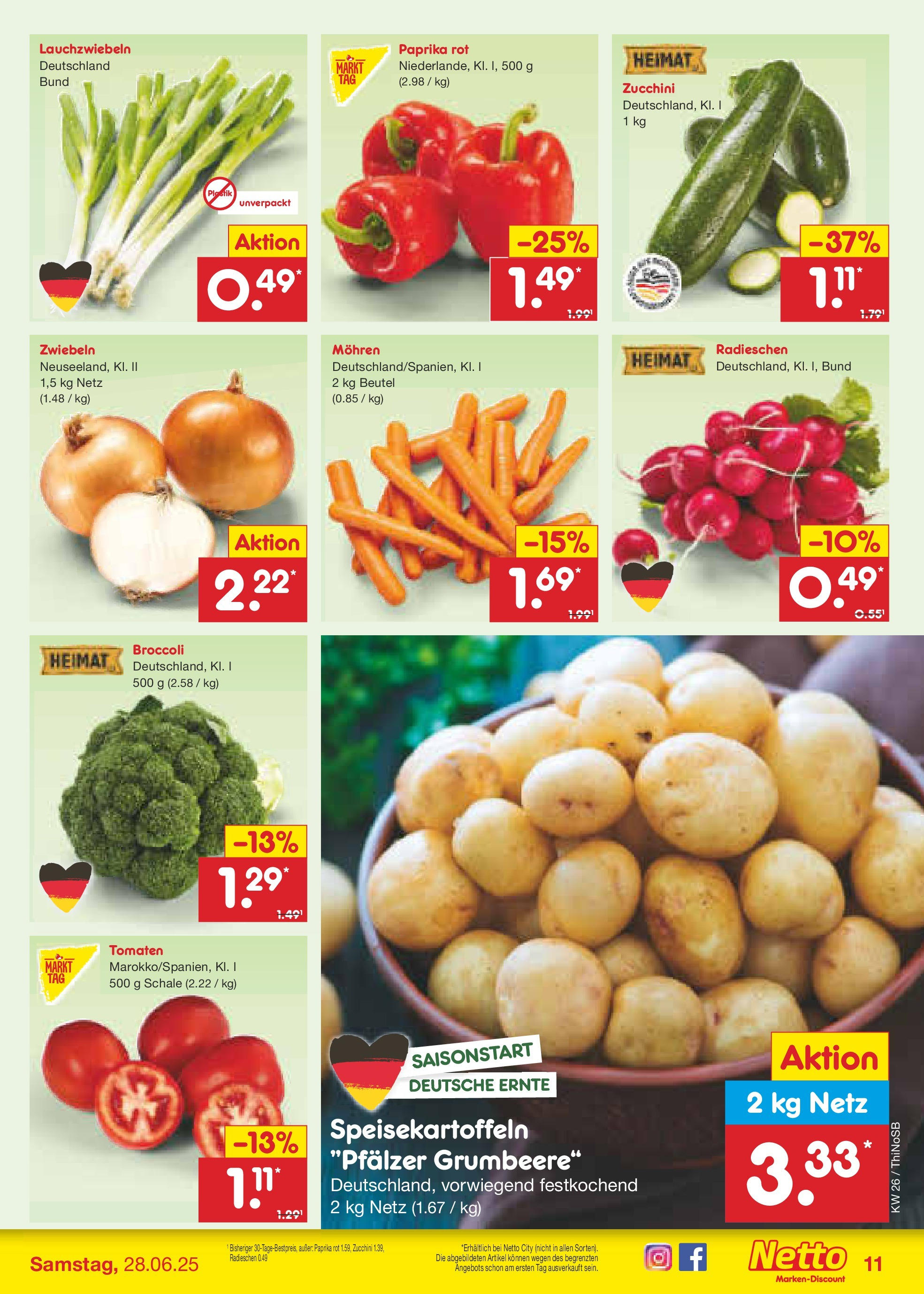 Netto Marken-Discount prospekt Spremberg (ab 22.06.2025) » Angebote | Seite: 15 | Produkte: Tomaten, Zwiebeln, Paprika, Zucchini Netto Marken-Discount prospekt Spremberg (ab 22.06.2025) » Angebote | Seite: 15 | Produkte: Tomaten, Zwiebeln, Paprika, Zucchini