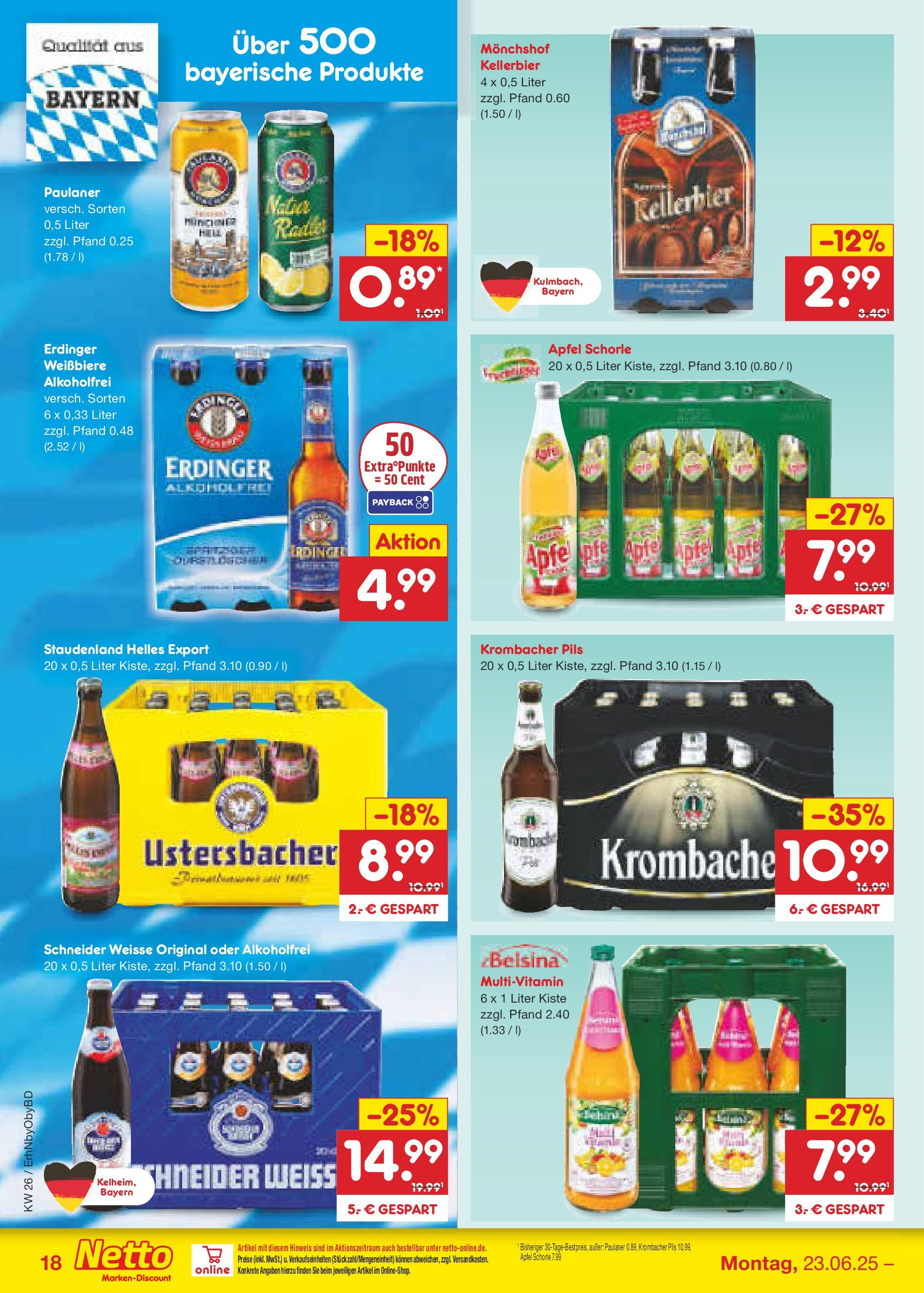 Netto Marken-Discount prospekt Ergolding (ab 22.06.2025) » Angebote | Seite: 26 | Produkte: Monchshof, Pils, Apple, Krombacher Netto Marken-Discount prospekt Ergolding (ab 22.06.2025) » Angebote | Seite: 26 | Produkte: Monchshof, Pils, Apple, Krombacher