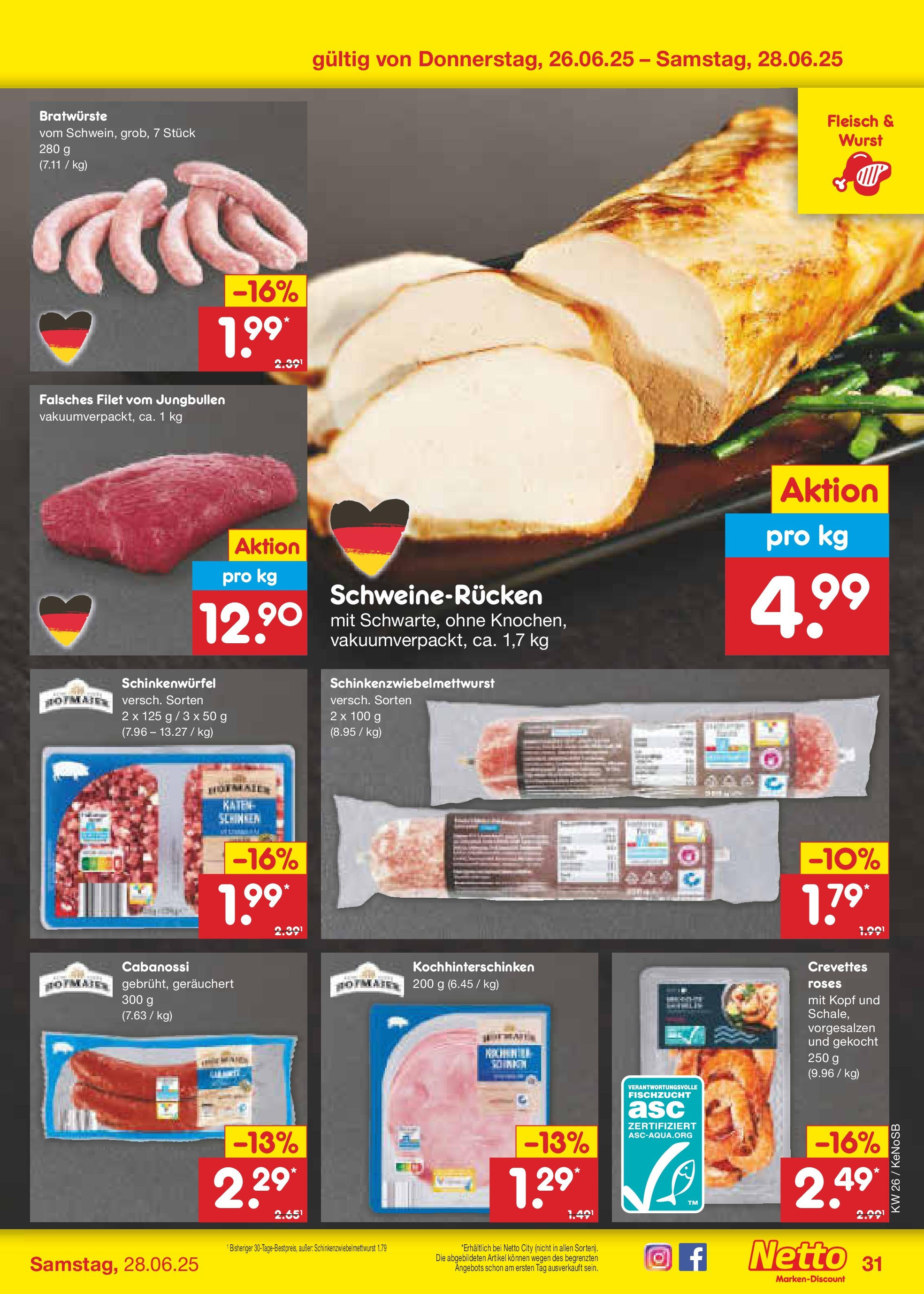 Netto Marken-Discount prospekt Bonn (ab 22.06.2025) » Angebote | Seite: 45 | Produkte: Wurst, Schweinerucken, Schinken, Fleisch Netto Marken-Discount prospekt Bonn (ab 22.06.2025) » Angebote | Seite: 45 | Produkte: Wurst, Schweinerucken, Schinken, Fleisch