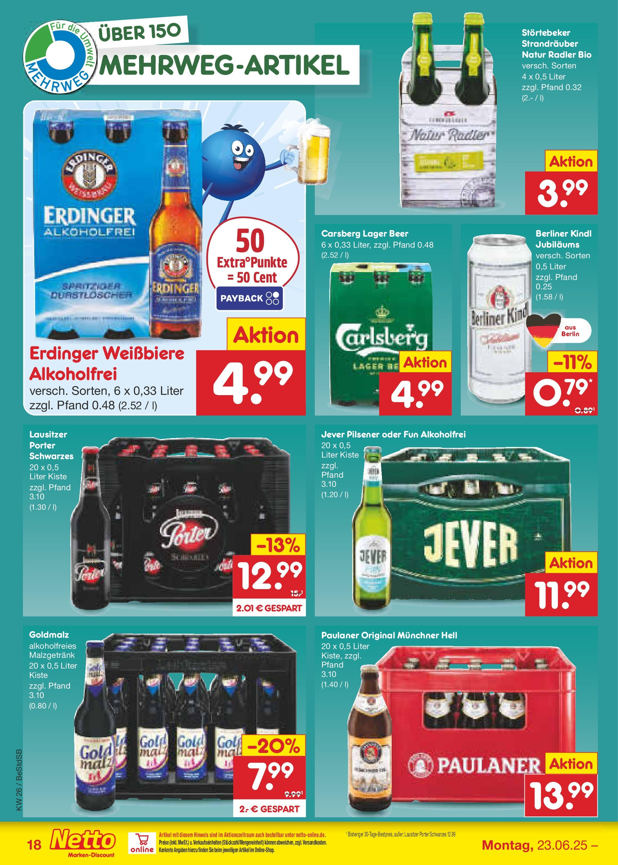 Netto Marken-Discount prospekt Berlin-Spandau (ab 22.06.2025) » Angebote | Seite: 26 | Produkte: Berliner, Erdinger, Jever, Paulaner Netto Marken-Discount prospekt Berlin-Spandau (ab 22.06.2025) » Angebote | Seite: 26 | Produkte: Berliner, Erdinger, Jever, Paulaner