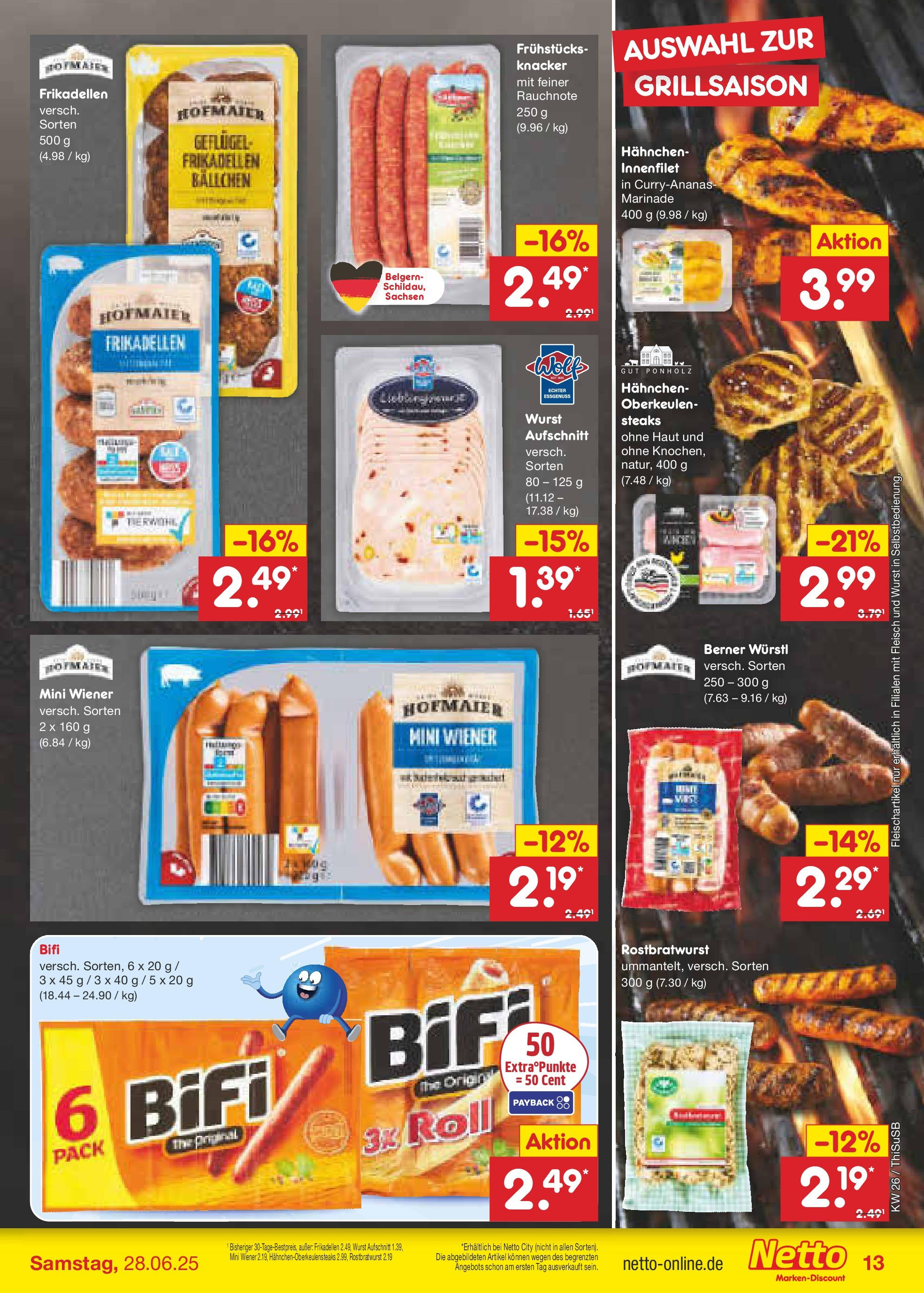 Netto Marken-Discount prospekt Pirna (ab 22.06.2025) » Angebote | Seite: 19 | Produkte: Hahnchen, Würstl, Wurst, Steak Netto Marken-Discount prospekt Pirna (ab 22.06.2025) » Angebote | Seite: 19 | Produkte: Hahnchen, Würstl, Wurst, Steak