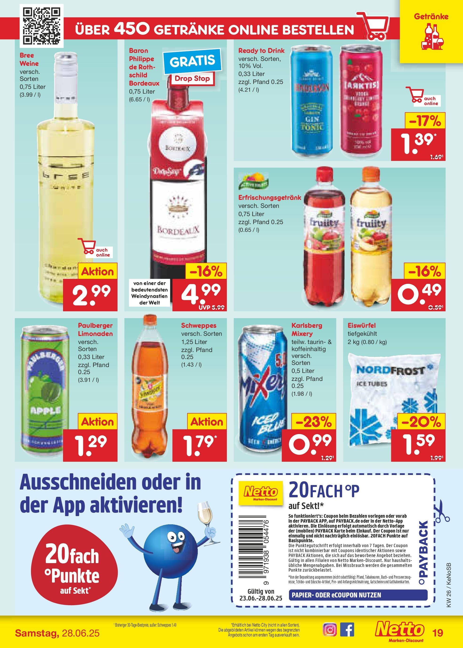 Netto Marken-Discount prospekt Köln	 (ab 22.06.2025) » Angebote | Seite: 27 | Produkte: Sekt, Bree, Schweppes, Apple