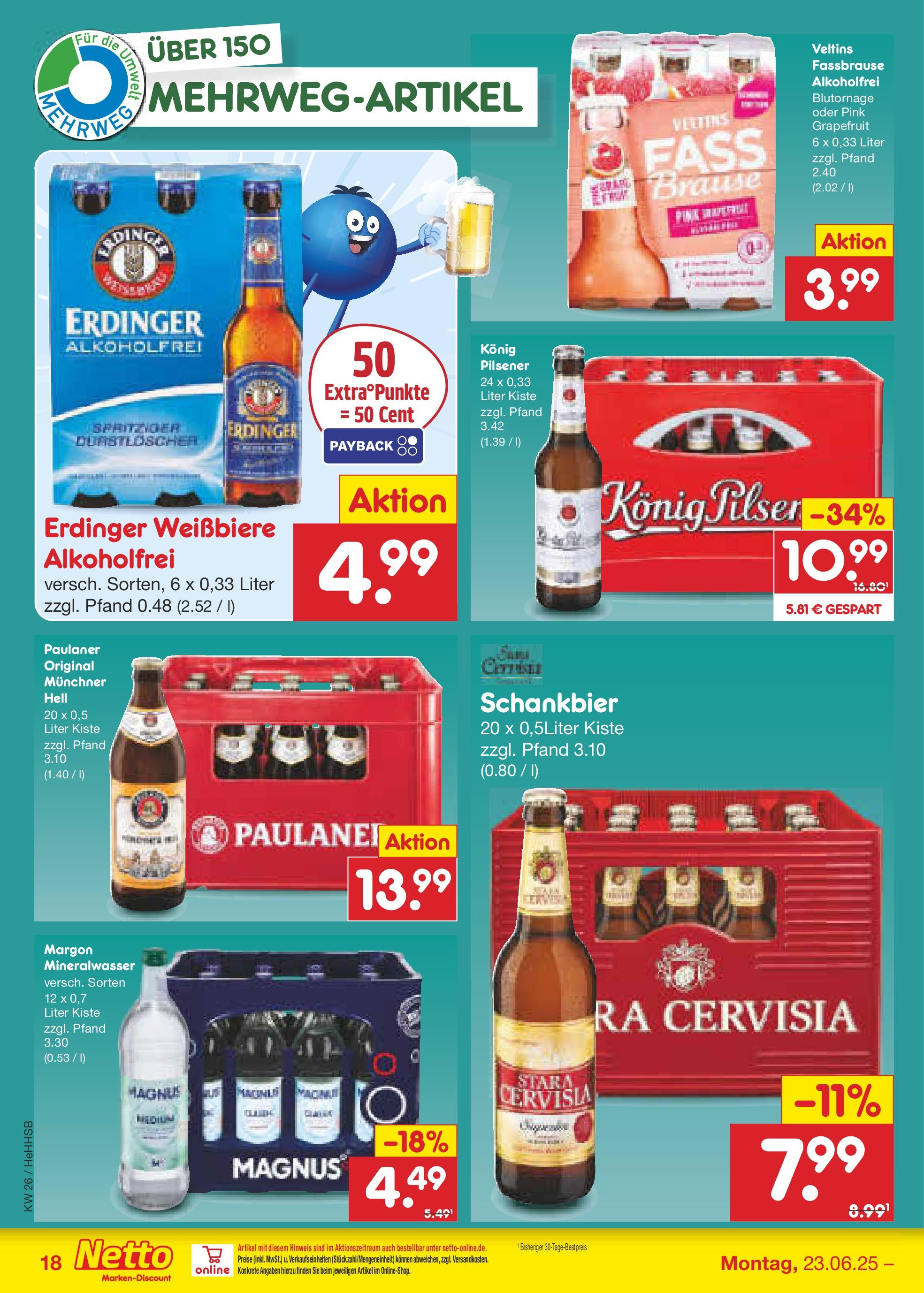 Netto Marken-Discount prospekt Hamburg (ab 22.06.2025) » Angebote | Seite: 26 | Produkte: Mineralwasser, Grapefruit, Fassbrause, Paulaner Netto Marken-Discount prospekt Hamburg (ab 22.06.2025) » Angebote | Seite: 26 | Produkte: Mineralwasser, Grapefruit, Fassbrause, Paulaner