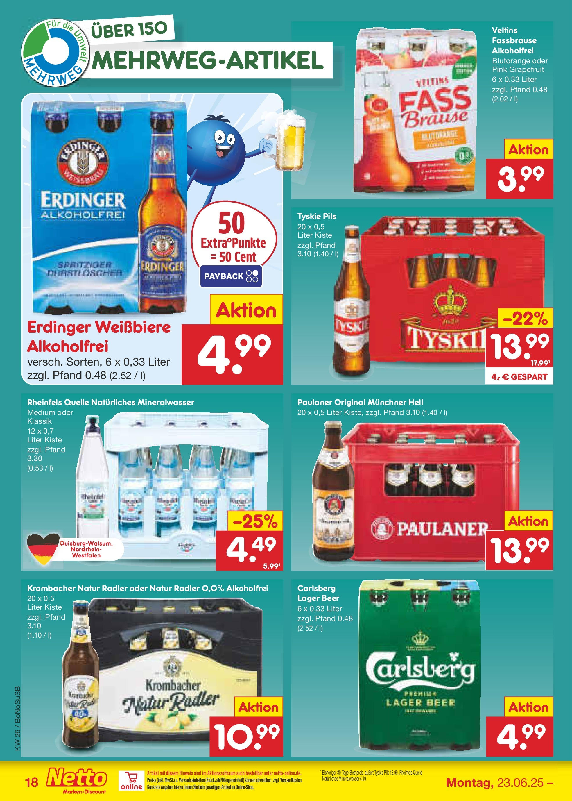 Netto Marken-Discount prospekt Herne (ab 22.06.2025) » Angebote | Seite: 26 | Produkte: Durstloscher, Erdinger, Fassbrause, Paulaner Netto Marken-Discount prospekt Herne (ab 22.06.2025) » Angebote | Seite: 26 | Produkte: Durstloscher, Erdinger, Fassbrause, Paulaner