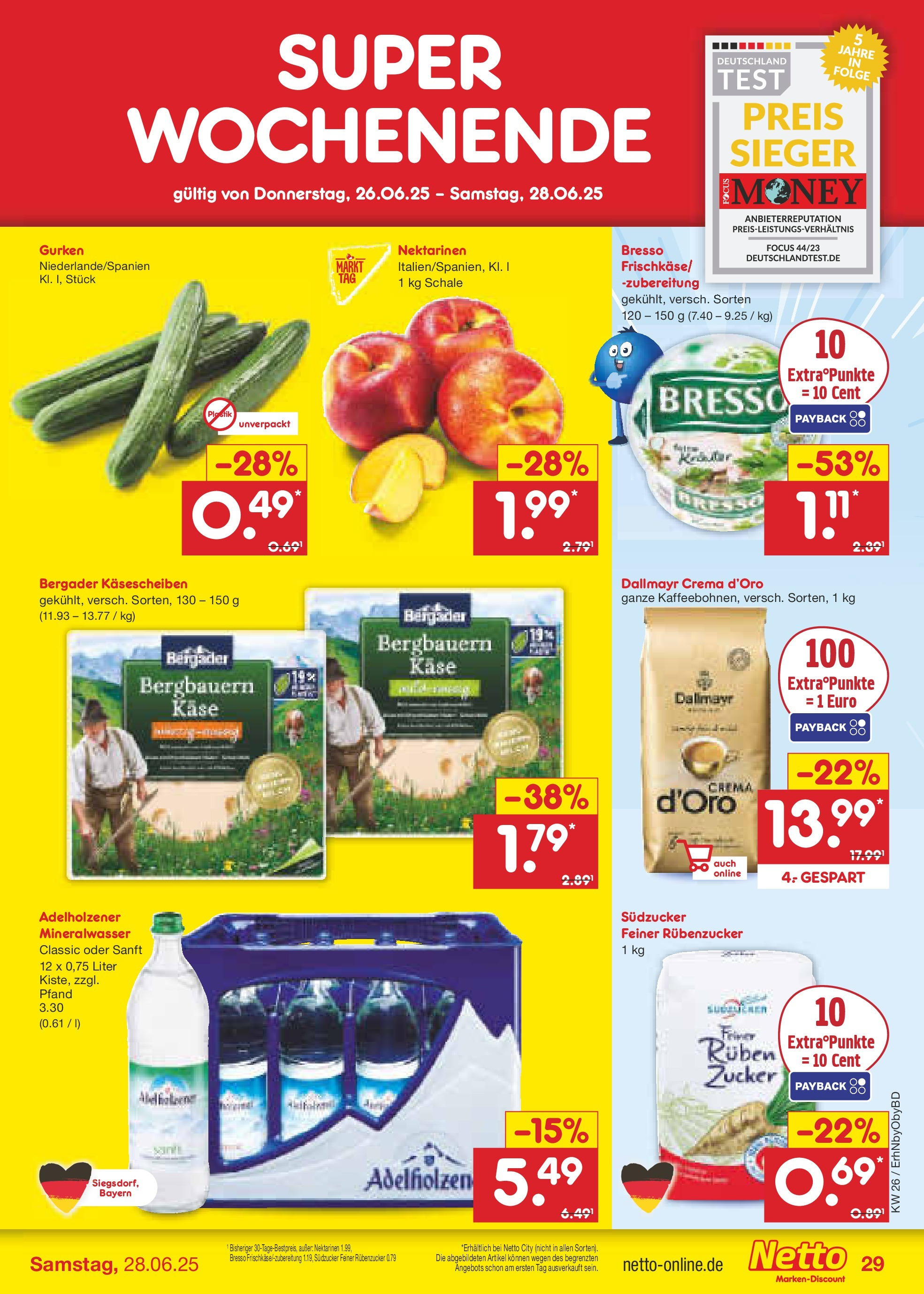 Netto Marken-Discount prospekt Ergolding (ab 22.06.2025) » Angebote | Seite: 43 | Produkte: Nektarinen, Käse, Bresso, Mineralwasser Netto Marken-Discount prospekt Ergolding (ab 22.06.2025) » Angebote | Seite: 43 | Produkte: Nektarinen, Käse, Bresso, Mineralwasser