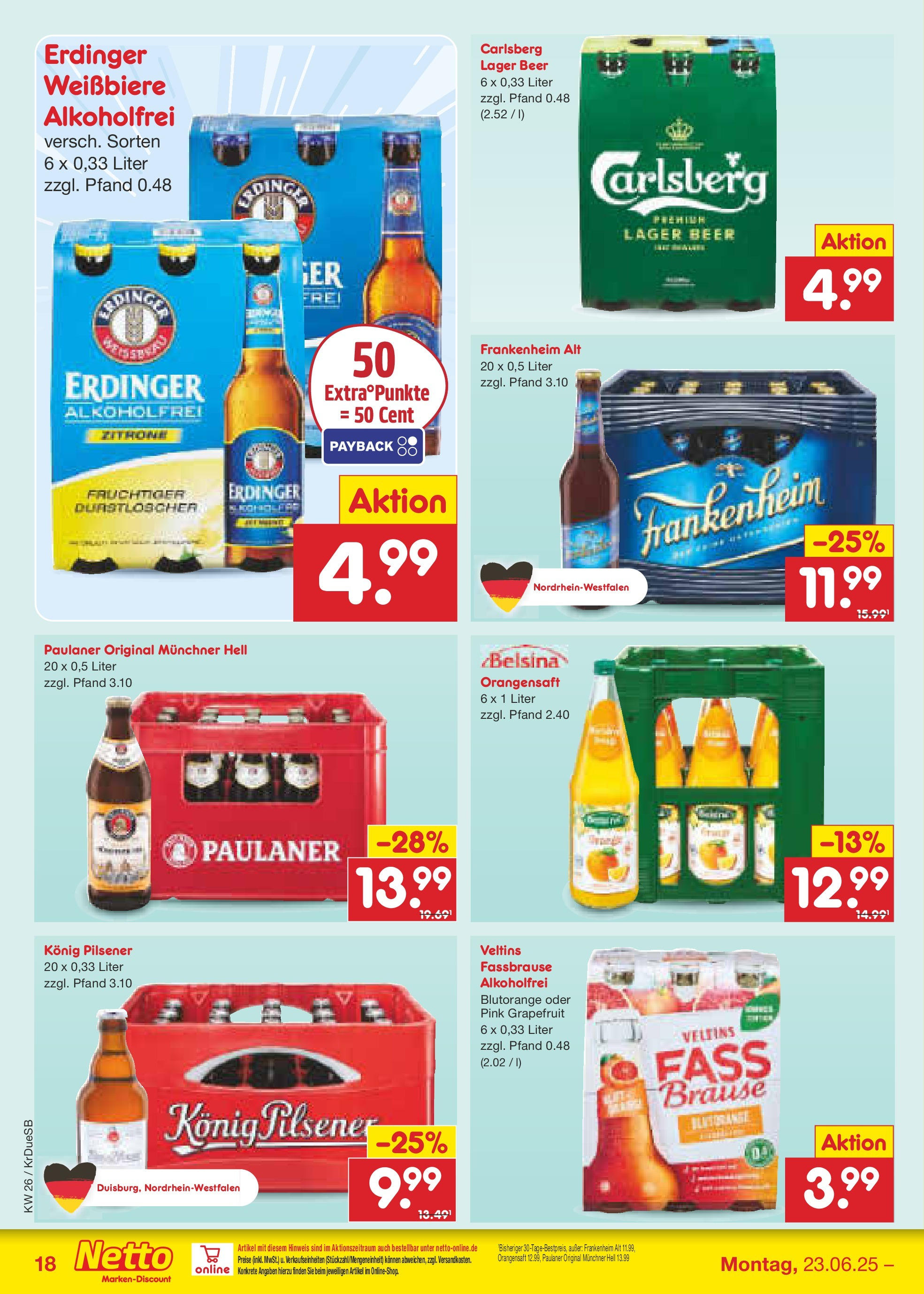 Netto Marken-Discount prospekt Düsseldorf-Rath (ab 22.06.2025) » Angebote | Seite: 26 | Produkte: Durstloscher, Carlsberg, Zitrone, Paulaner Netto Marken-Discount prospekt Düsseldorf-Rath (ab 22.06.2025) » Angebote | Seite: 26 | Produkte: Durstloscher, Carlsberg, Zitrone, Paulaner