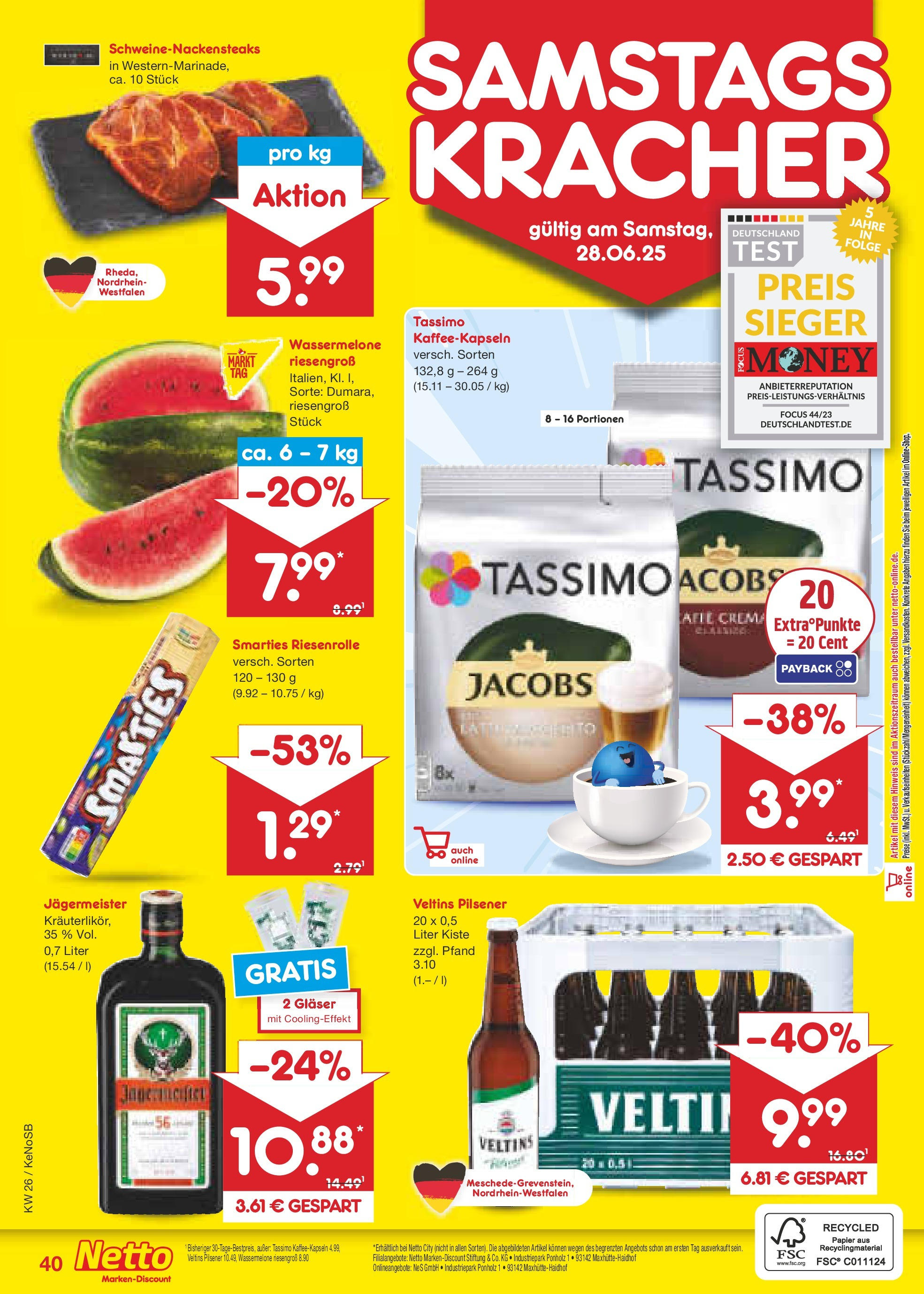 Netto Marken-Discount prospekt Bonn (ab 22.06.2025) » Angebote | Seite: 58 | Produkte: Jägermeister, Wassermelone, Tassimo, Veltins Netto Marken-Discount prospekt Bonn (ab 22.06.2025) » Angebote | Seite: 58 | Produkte: Jägermeister, Wassermelone, Tassimo, Veltins