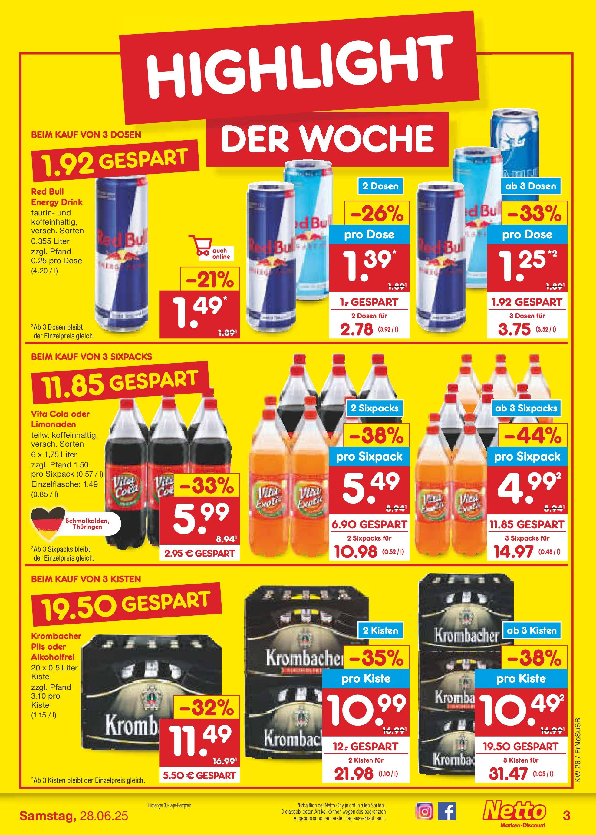 Netto Marken-Discount prospekt Elxleben (ab 22.06.2025) » Angebote | Seite: 3 | Produkte: Energy, Pils, Vita cola, Krombacher Netto Marken-Discount prospekt Elxleben (ab 22.06.2025) » Angebote | Seite: 3 | Produkte: Energy, Pils, Vita cola, Krombacher