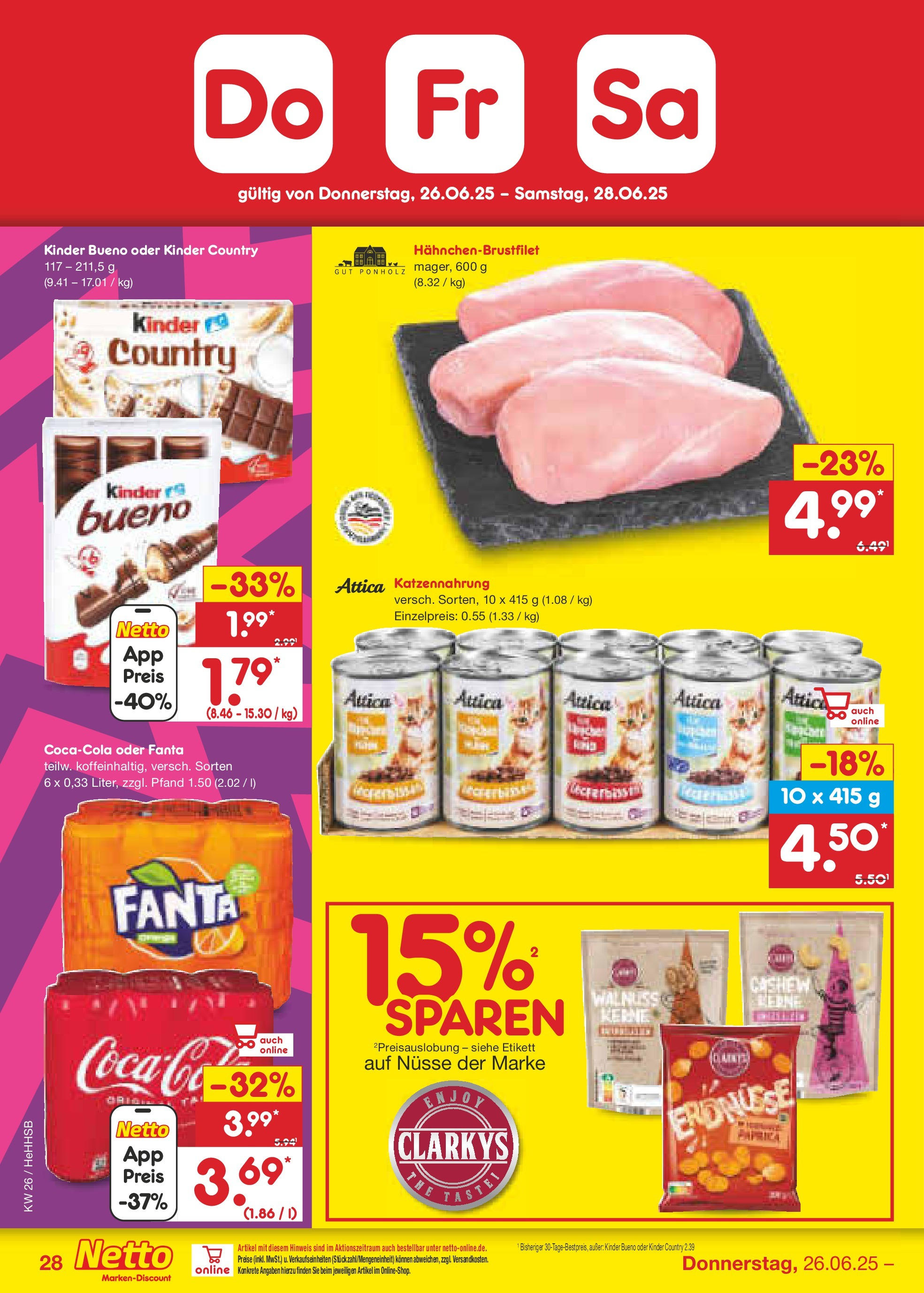 Netto Marken-Discount prospekt Hamburg (ab 22.06.2025) » Angebote | Seite: 42 | Produkte: Fanta, Kinder bueno, Nüsse, Kinder country Netto Marken-Discount prospekt Hamburg (ab 22.06.2025) » Angebote | Seite: 42 | Produkte: Fanta, Kinder bueno, Nüsse, Kinder country