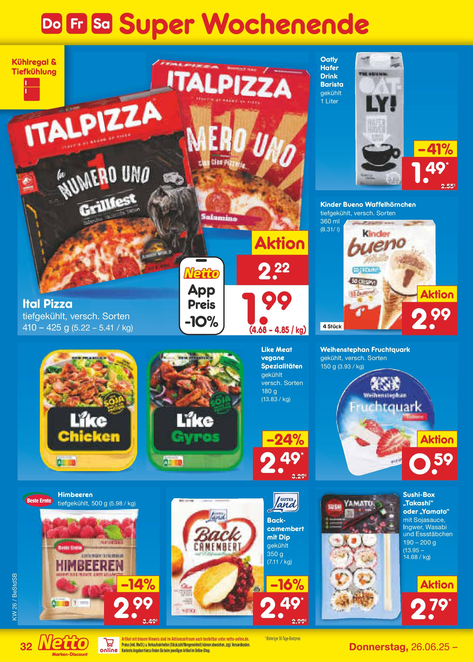 Netto Marken-Discount prospekt Berlin-Spandau (ab 22.06.2025) » Angebote | Seite: 46 | Produkte: Quark, Oatly, Like meat, Pizza Netto Marken-Discount prospekt Berlin-Spandau (ab 22.06.2025) » Angebote | Seite: 46 | Produkte: Quark, Oatly, Like meat, Pizza
