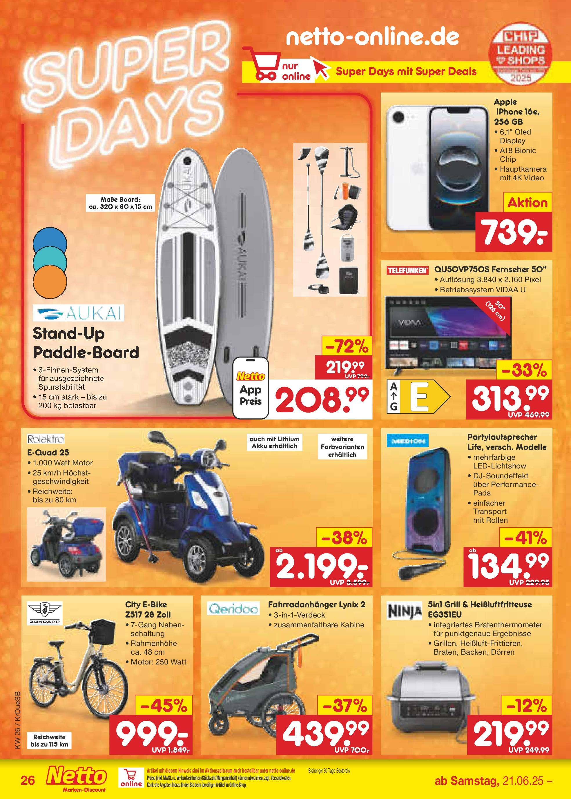 Netto Marken-Discount prospekt Düsseldorf-Rath (ab 22.06.2025) » Angebote | Seite: 36 | Produkte: Grill, Heißluftfritteuse, Smartphone, Video Netto Marken-Discount prospekt Düsseldorf-Rath (ab 22.06.2025) » Angebote | Seite: 36 | Produkte: Grill, Heißluftfritteuse, Smartphone, Video