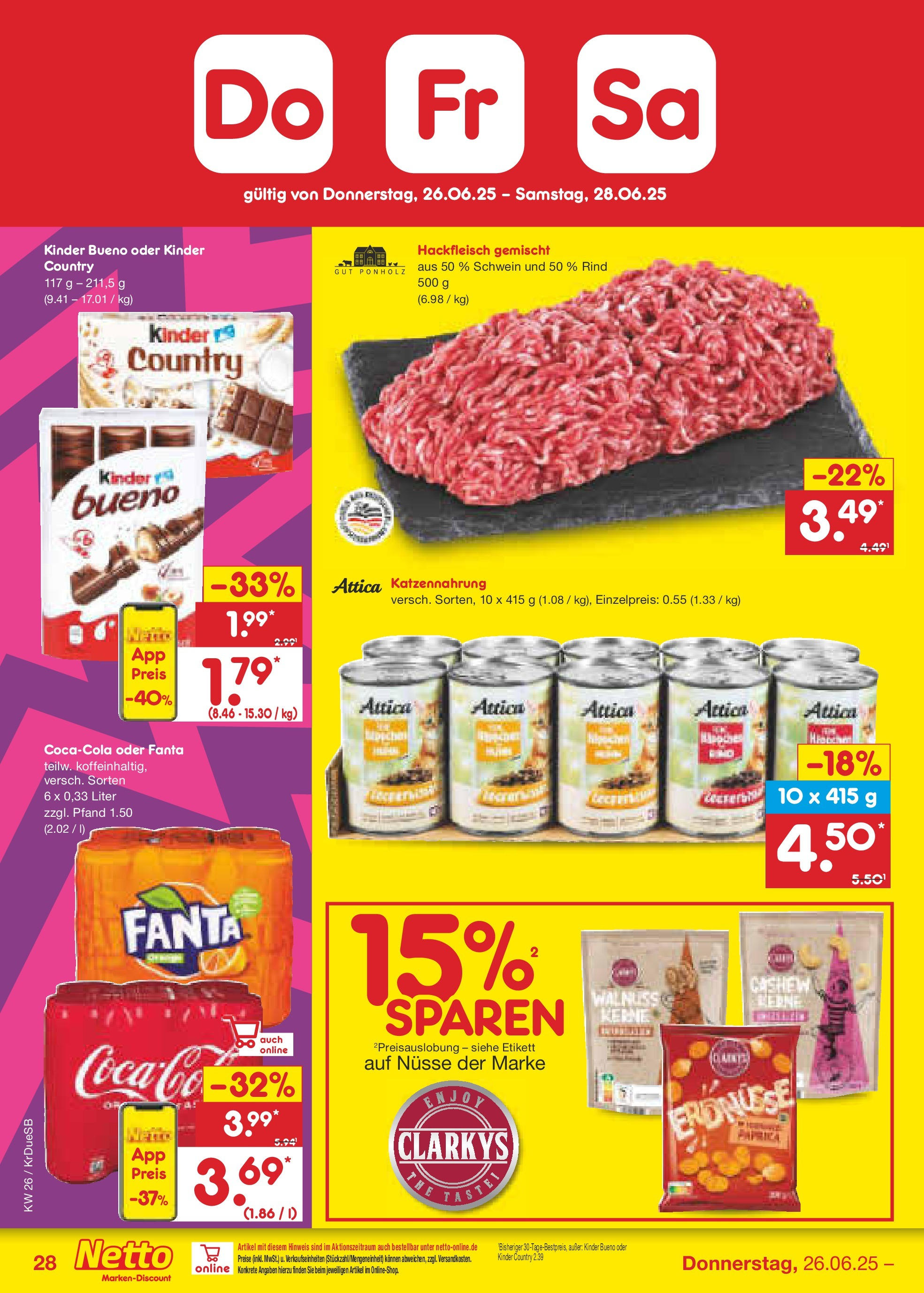 Netto Marken-Discount prospekt Düsseldorf-Rath (ab 22.06.2025) » Angebote | Seite: 42 | Produkte: Erdnüsse, Fanta, Kinder bueno, Kinder country Netto Marken-Discount prospekt Düsseldorf-Rath (ab 22.06.2025) » Angebote | Seite: 42 | Produkte: Erdnüsse, Fanta, Kinder bueno, Kinder country