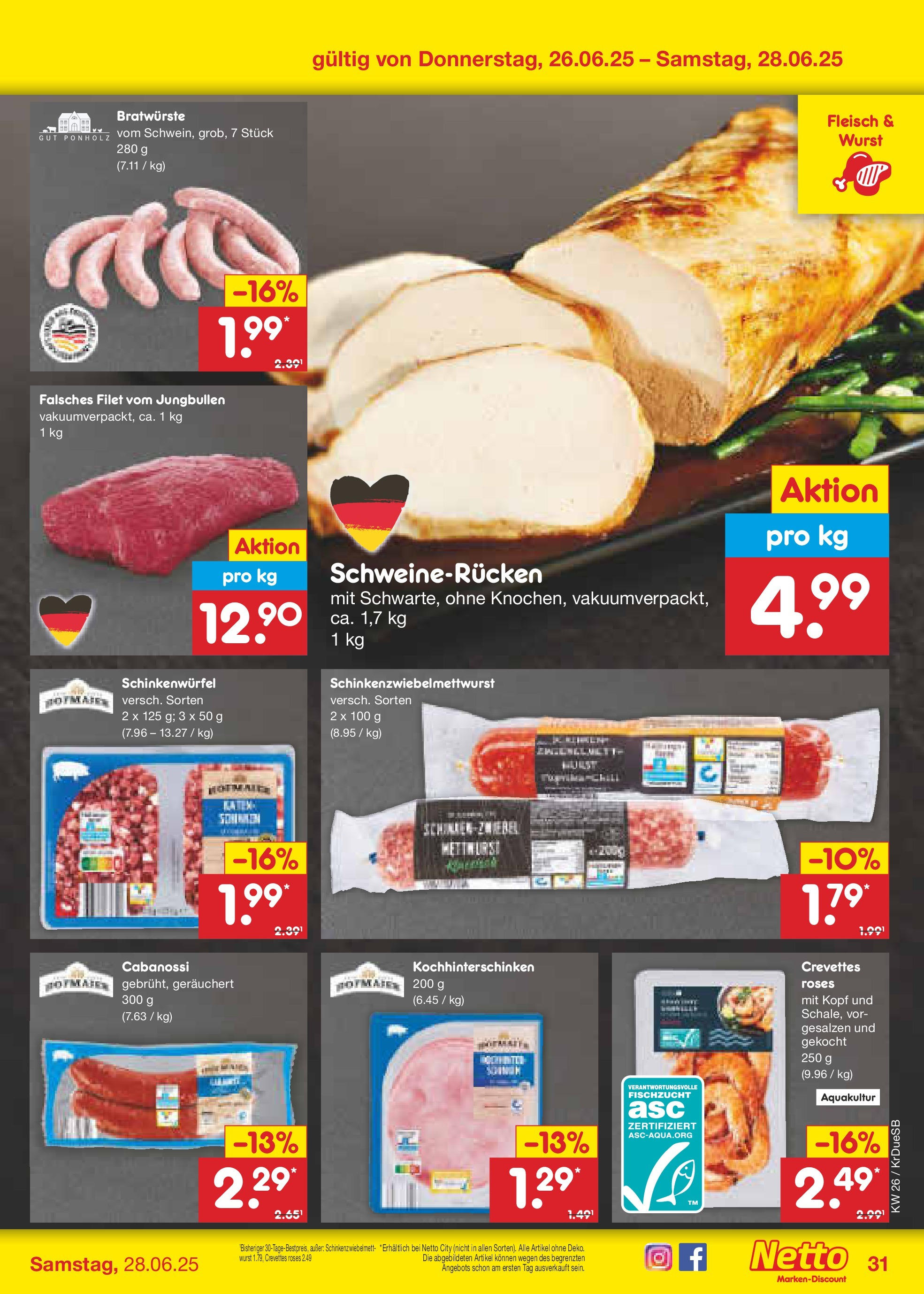 Netto Marken-Discount prospekt Düsseldorf-Rath (ab 22.06.2025) » Angebote | Seite: 45 | Produkte: Wurst, Schweinerucken, Schinken, Fleisch Netto Marken-Discount prospekt Düsseldorf-Rath (ab 22.06.2025) » Angebote | Seite: 45 | Produkte: Wurst, Schweinerucken, Schinken, Fleisch