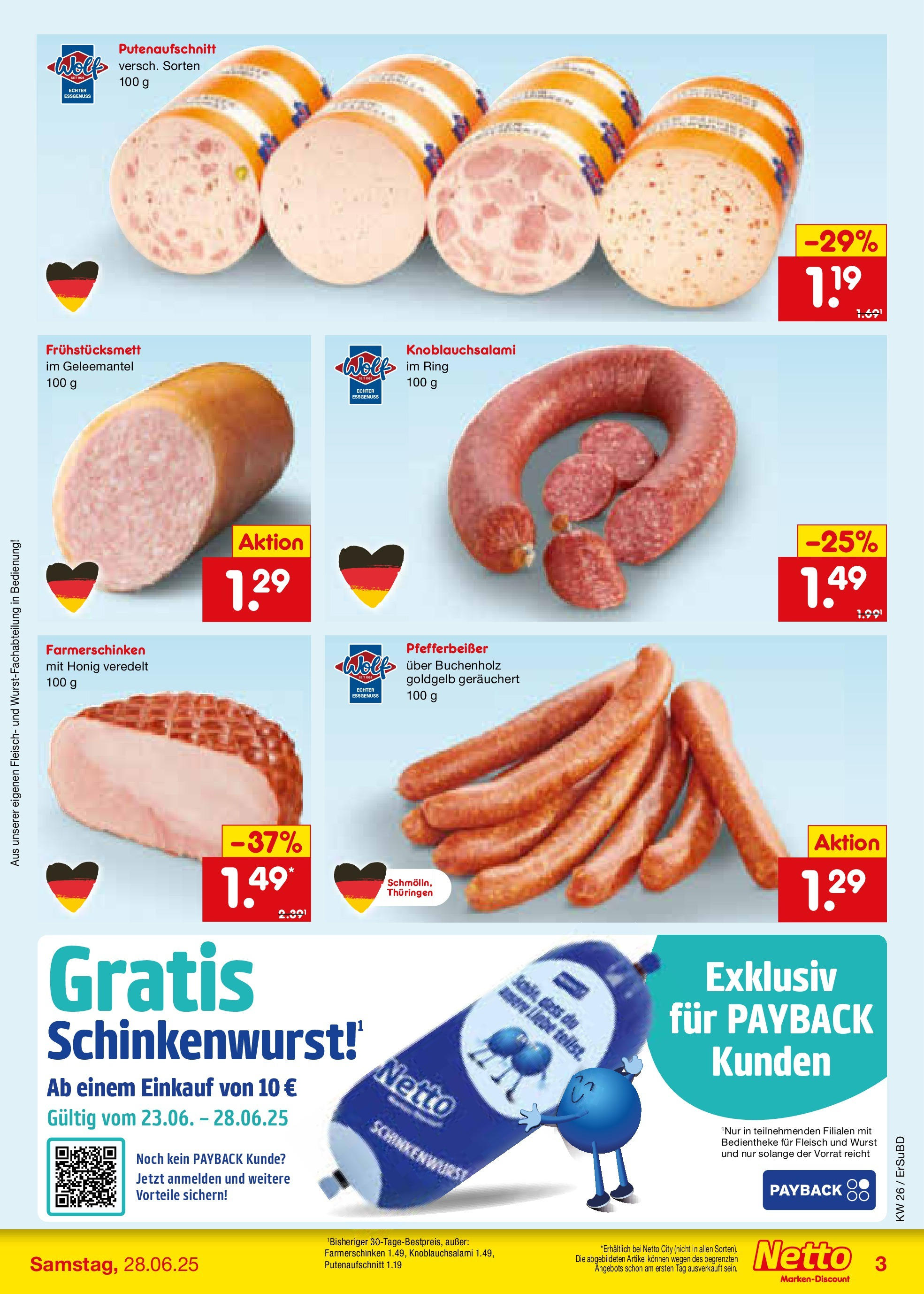 Netto Marken-Discount prospekt Elxleben (ab 22.06.2025) » Angebote | Seite: 23 | Produkte: Wurst, Fleisch Netto Marken-Discount prospekt Elxleben (ab 22.06.2025) » Angebote | Seite: 23 | Produkte: Wurst, Fleisch