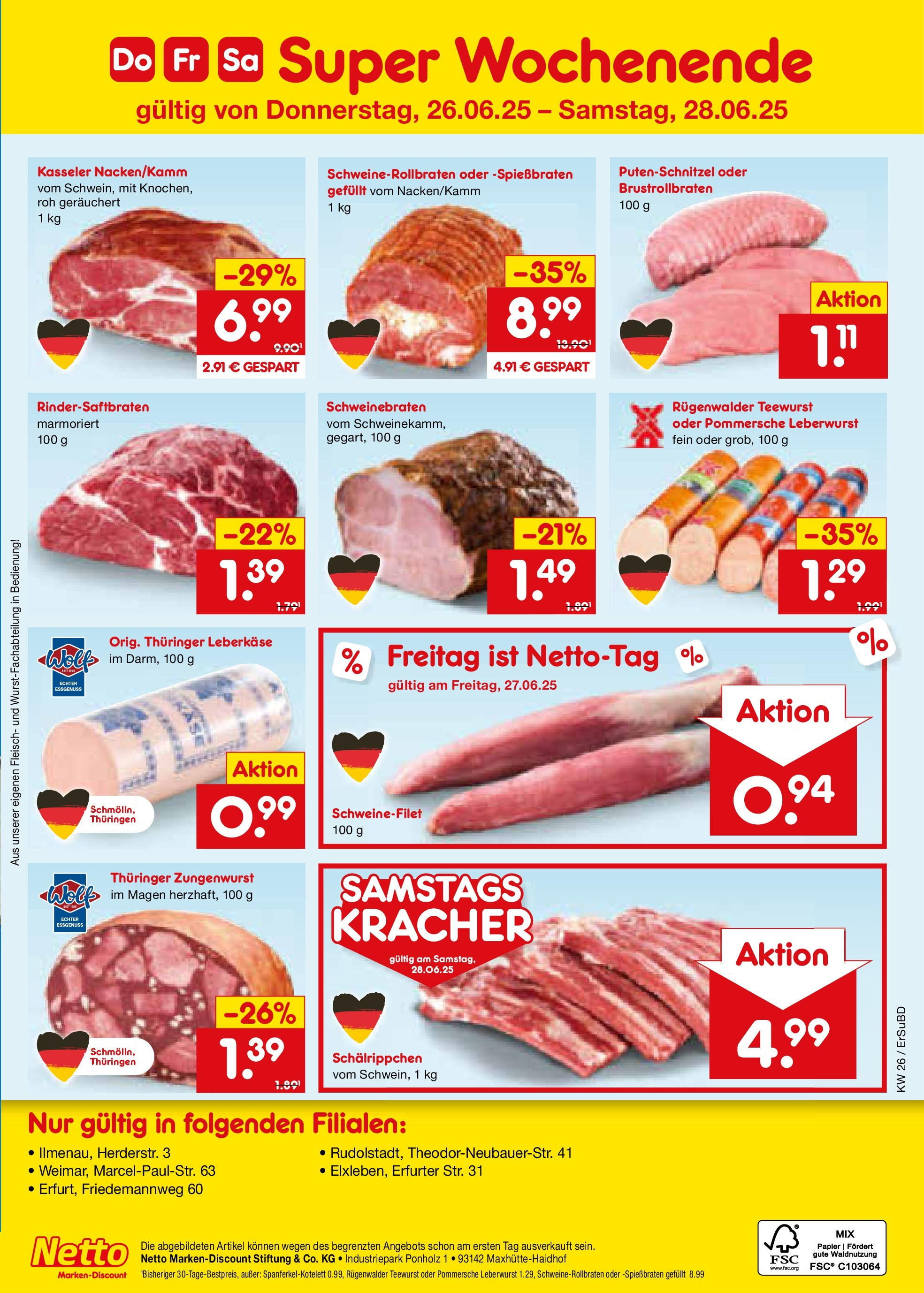 Netto Marken-Discount prospekt Elxleben (ab 22.06.2025) » Angebote | Seite: 25 | Produkte: Schweinefilet, Putenschnitzel, Fleisch, Leberkase Netto Marken-Discount prospekt Elxleben (ab 22.06.2025) » Angebote | Seite: 25 | Produkte: Schweinefilet, Putenschnitzel, Fleisch, Leberkase