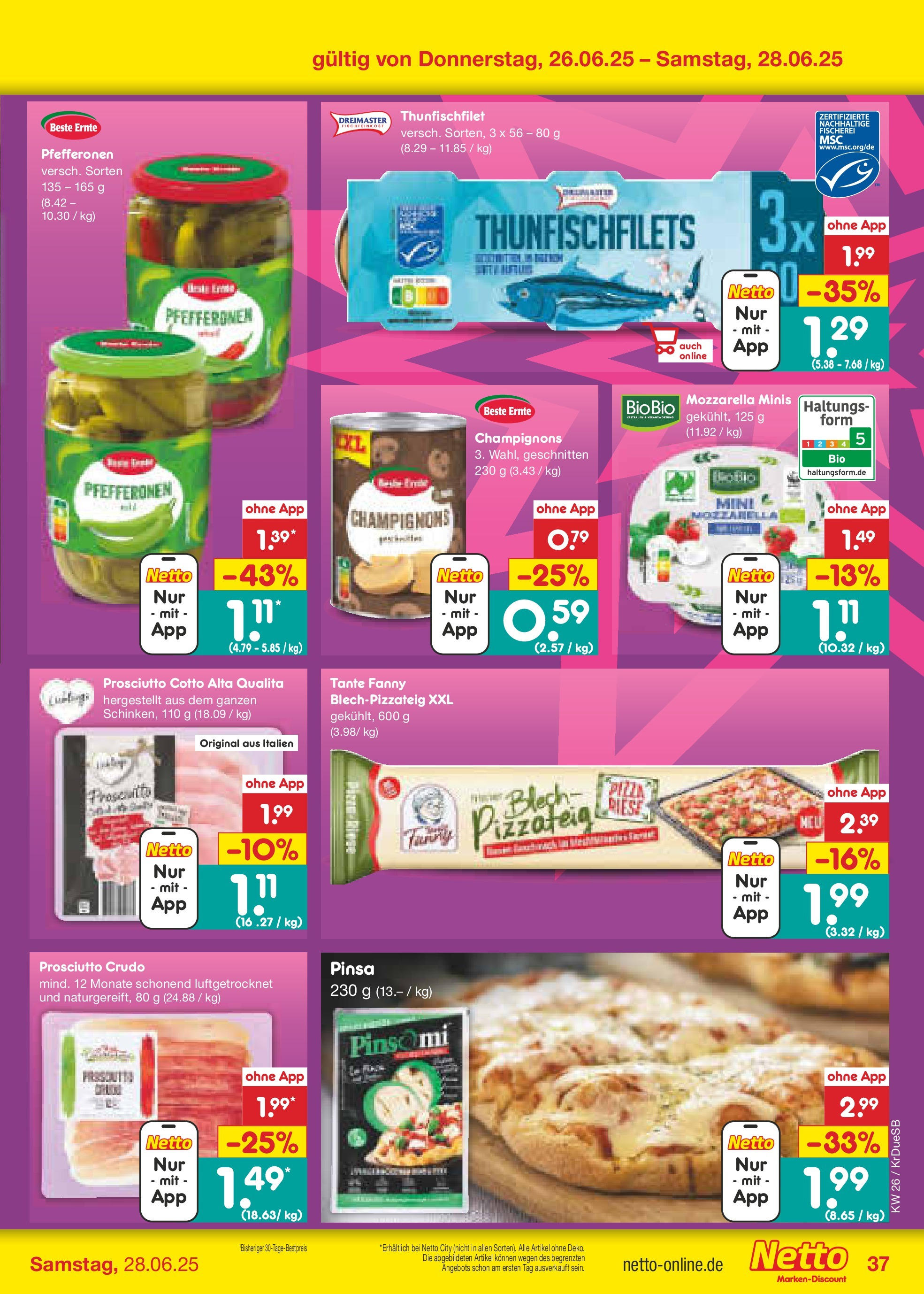 Netto Marken-Discount prospekt Düsseldorf-Rath (ab 22.06.2025) » Angebote | Seite: 55 | Produkte: Mozzarella, Champignons Netto Marken-Discount prospekt Düsseldorf-Rath (ab 22.06.2025) » Angebote | Seite: 55 | Produkte: Mozzarella, Champignons