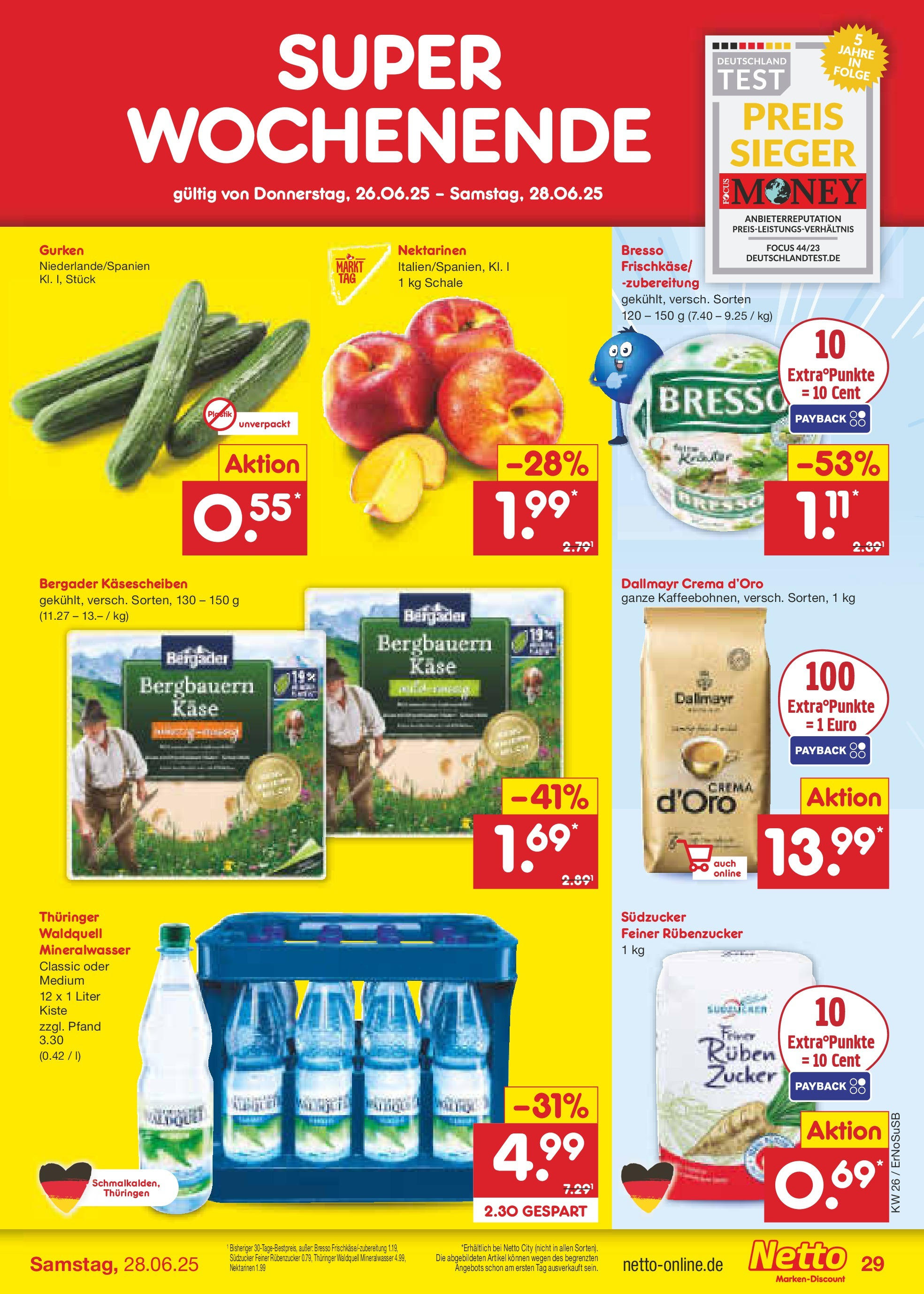 Netto Marken-Discount prospekt Elxleben (ab 22.06.2025) » Angebote | Seite: 49 | Produkte: Nektarinen, Bresso, Dallmayr, Gurken Netto Marken-Discount prospekt Elxleben (ab 22.06.2025) » Angebote | Seite: 49 | Produkte: Nektarinen, Bresso, Dallmayr, Gurken