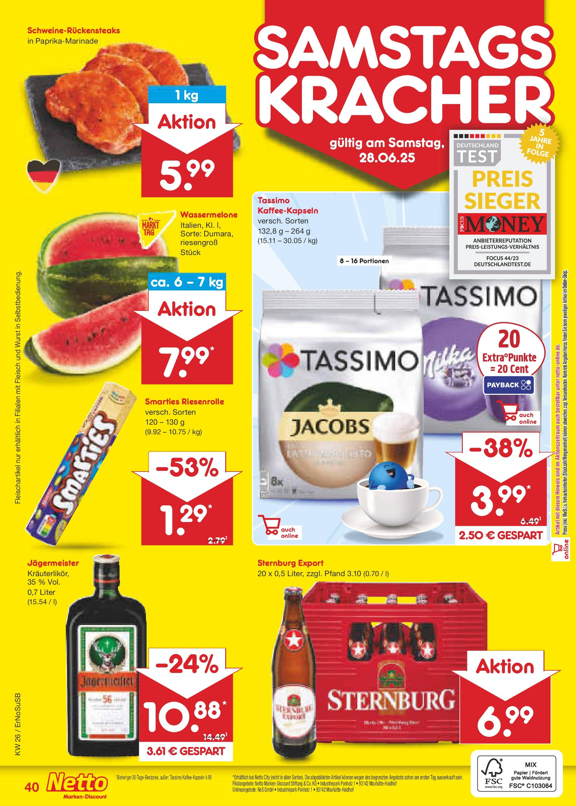 Netto Marken-Discount prospekt Elxleben (ab 22.06.2025) » Angebote | Seite: 64 | Produkte: Jägermeister, Wurst, Wassermelone, Steak Netto Marken-Discount prospekt Elxleben (ab 22.06.2025) » Angebote | Seite: 64 | Produkte: Jägermeister, Wurst, Wassermelone, Steak