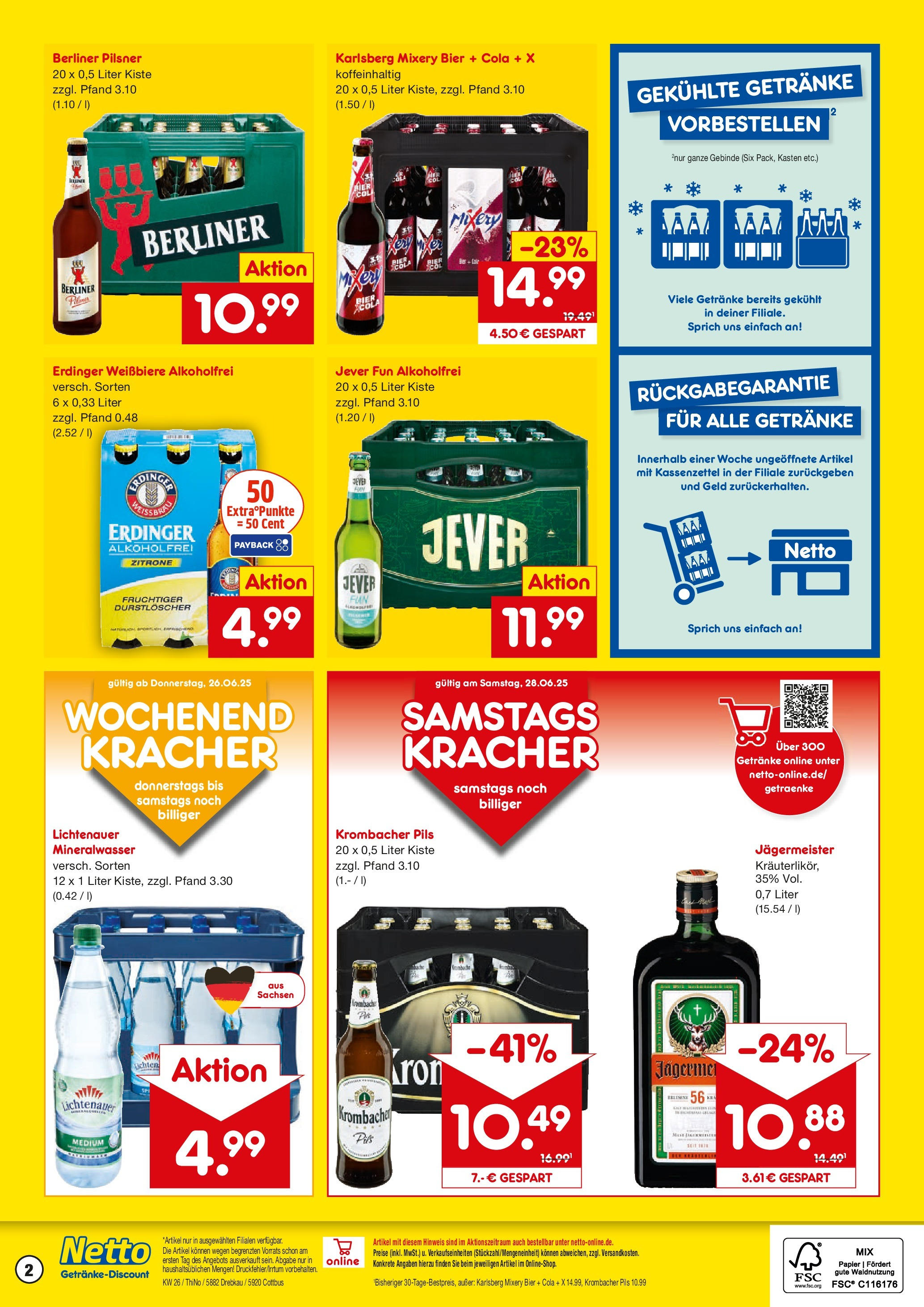Netto Marken-Discount prospekt Cottbus	 (ab 22.06.2025) » Angebote | Seite: 2 | Produkte: Durstloscher, Erdinger, Pils, Jever