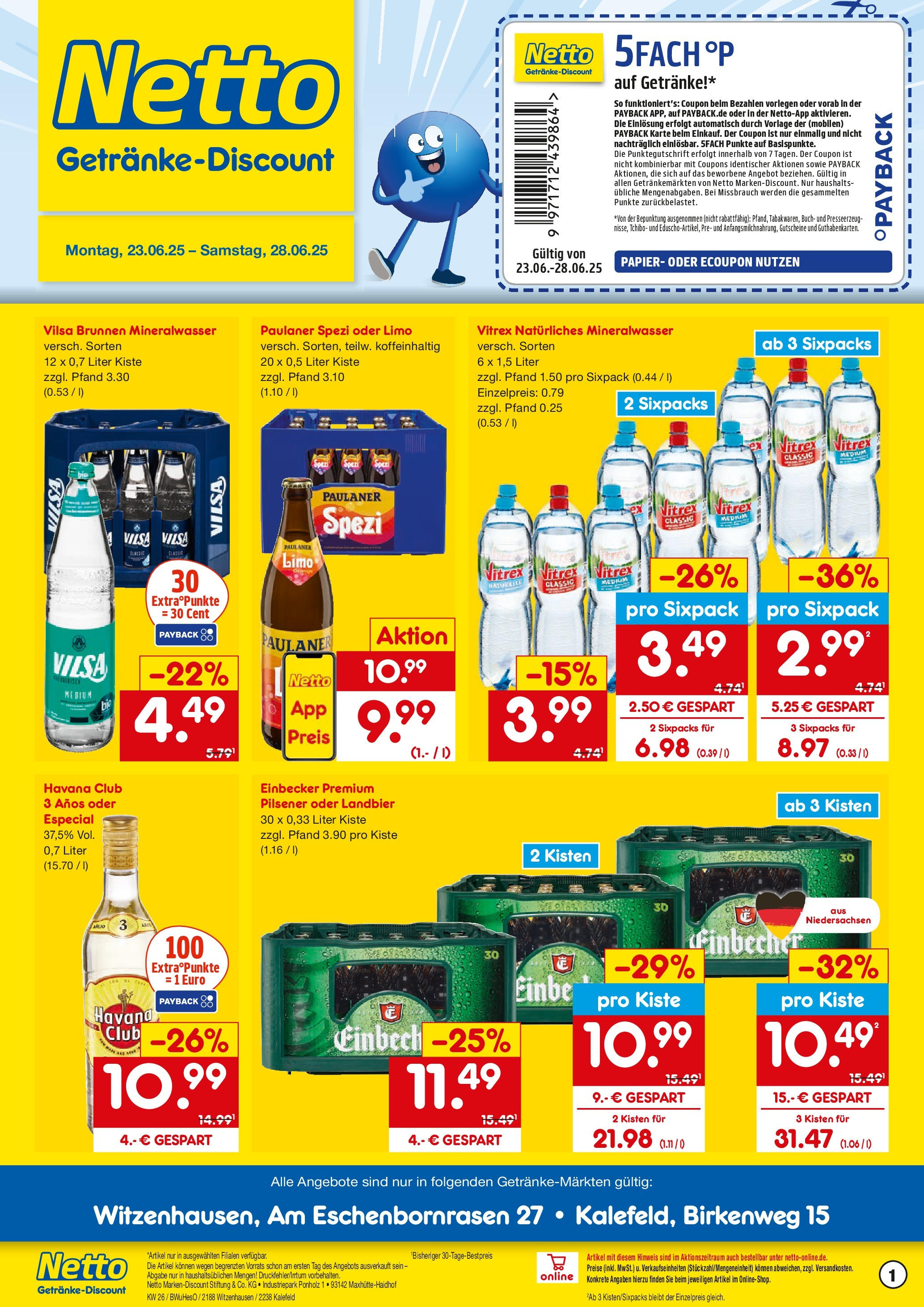 Netto Marken-Discount prospekt Witzenhausen	 (ab 22.06.2025) » Angebote | Seite: 1 | Produkte: Havana club, Paulaner spezi, Mineralwasser, Paulaner