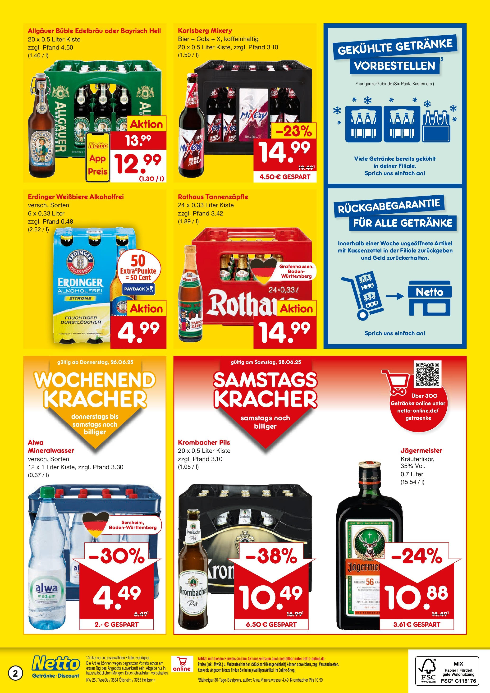 Netto Marken-Discount prospekt Ötisheim	 (ab 22.06.2025) » Angebote | Seite: 2 | Produkte: Cola, Jägermeister, Zitrone, Krombacher
