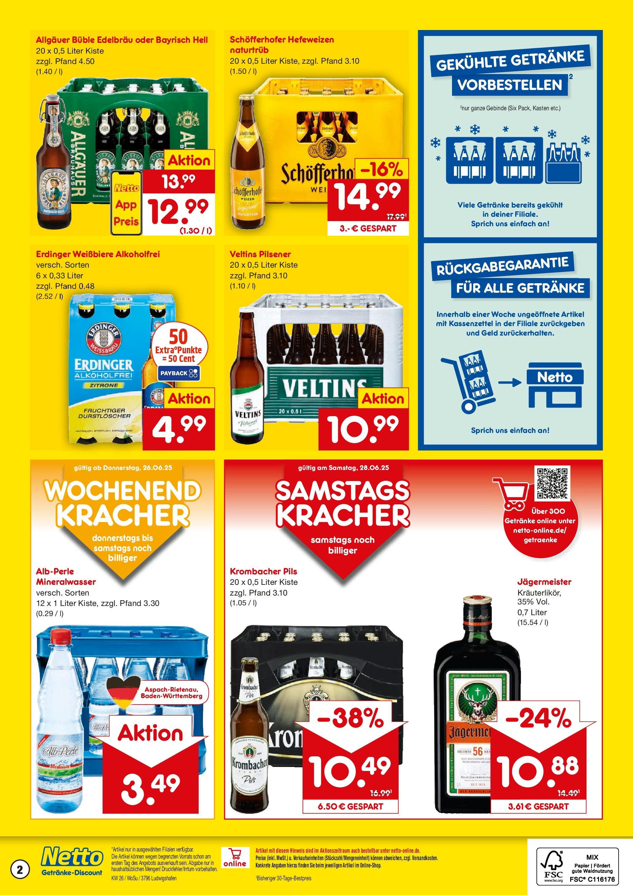 Netto Marken-Discount prospekt Ludwigshafen	 (ab 22.06.2025) » Angebote | Seite: 2 | Produkte: Durstloscher, Erdinger, Mineralwasser, Zitrone
