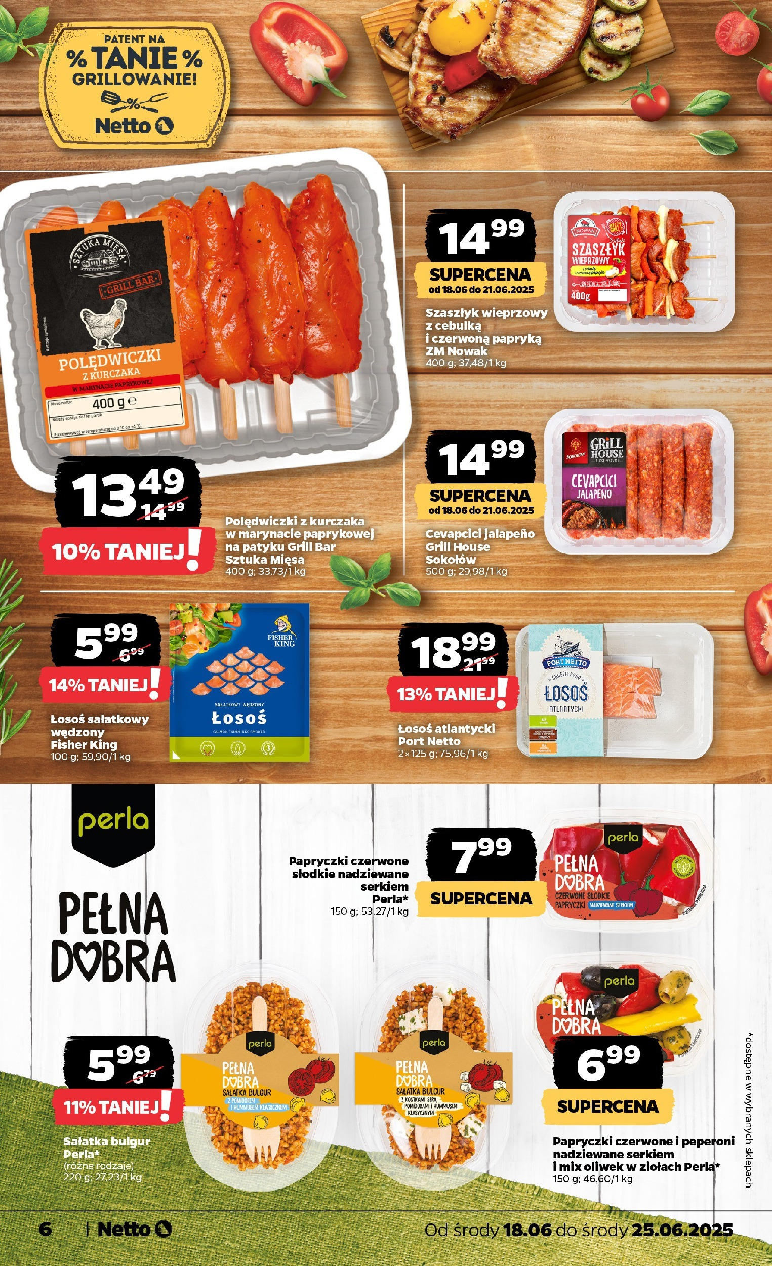Netto gazetka - Spożywcza od 18.06.2025 - Aktualne promocje | Strona: 6 | Produkty: Łosoś atlantycki, Bulgur, Łosoś, Sałatka