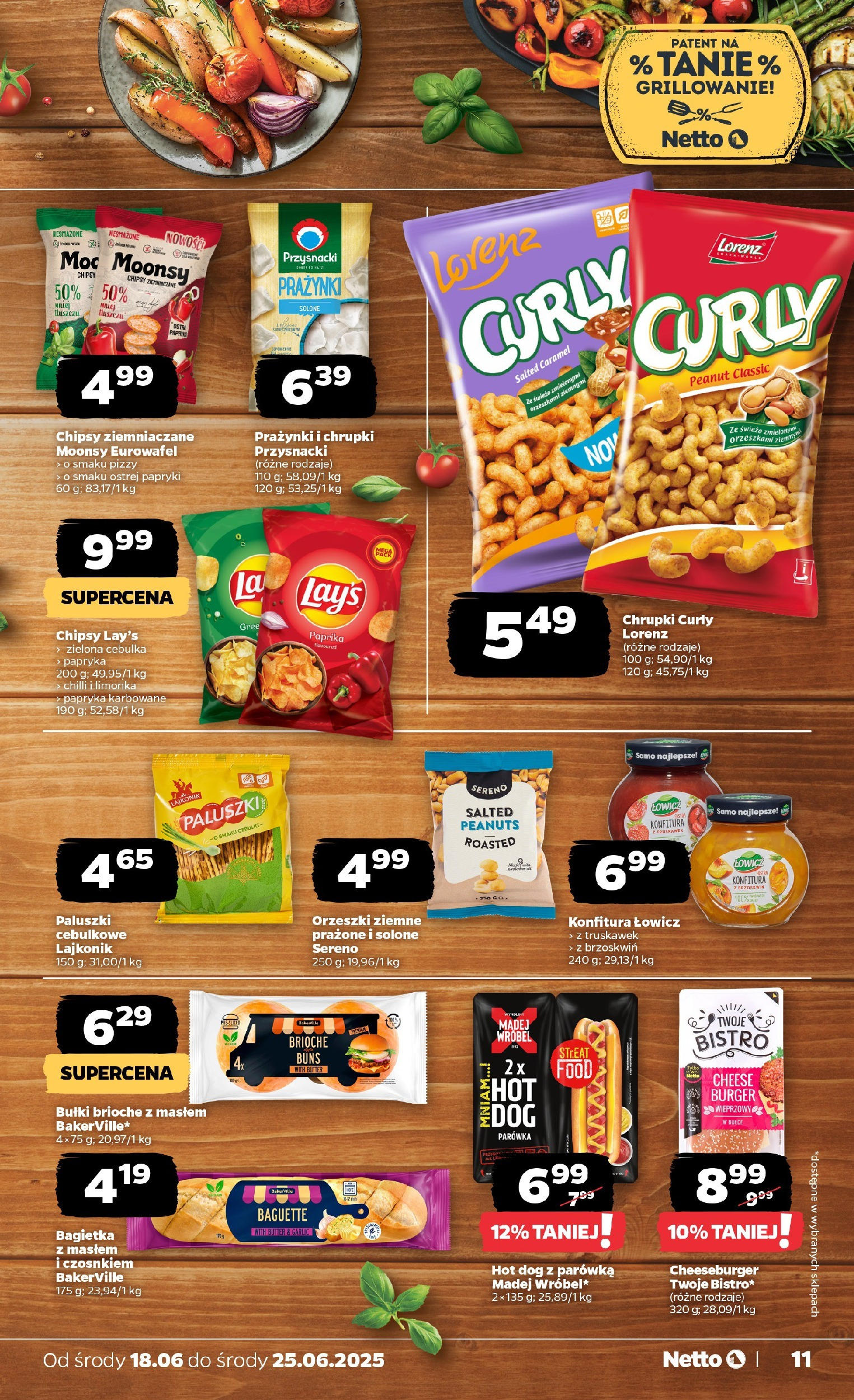 Netto gazetka - Spożywcza od 18.06.2025 - Aktualne promocje | Strona: 11 | Produkty: Papryka, Bagietka, Paluszki, Cheeseburger