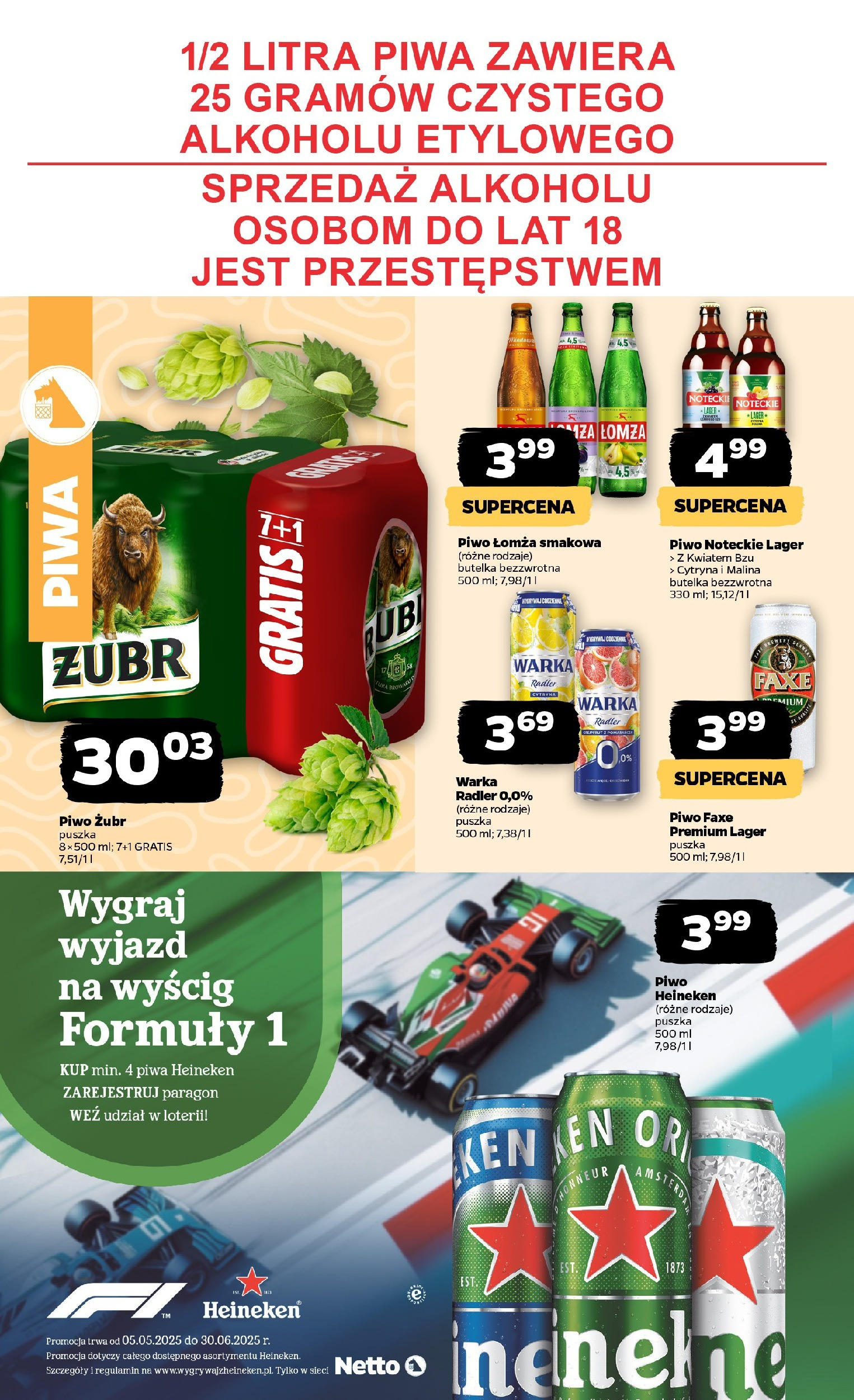 Netto gazetka - Spożywcza od 18.06.2025 - Aktualne promocje | Strona: 12 | Produkty: Cytryna, Piwo żubr, Warka, Heineken