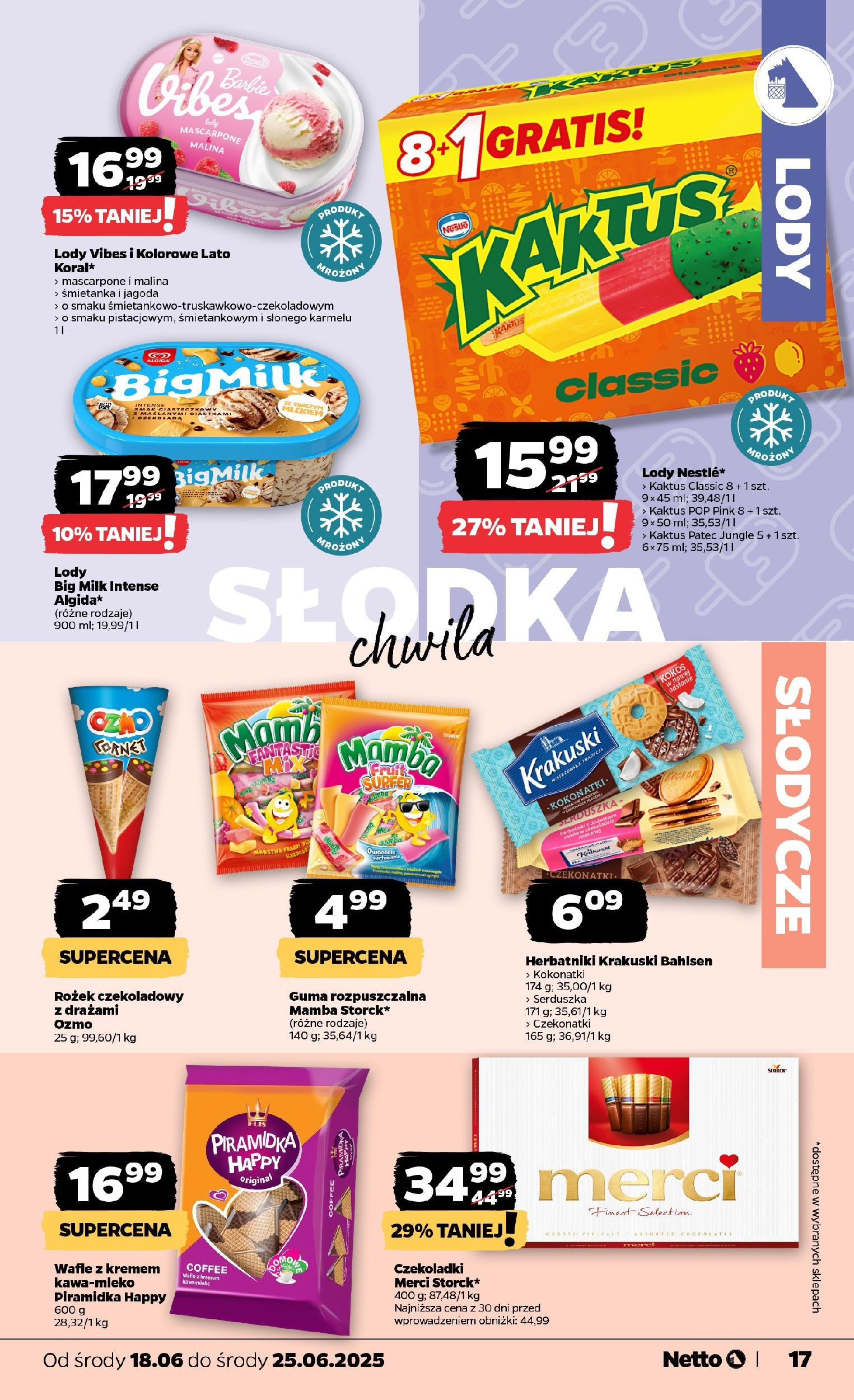Netto gazetka - Spożywcza od 18.06.2025 - Aktualne promocje | Strona: 17 | Produkty: Malina, Czekoladki, Merci, Big Milk