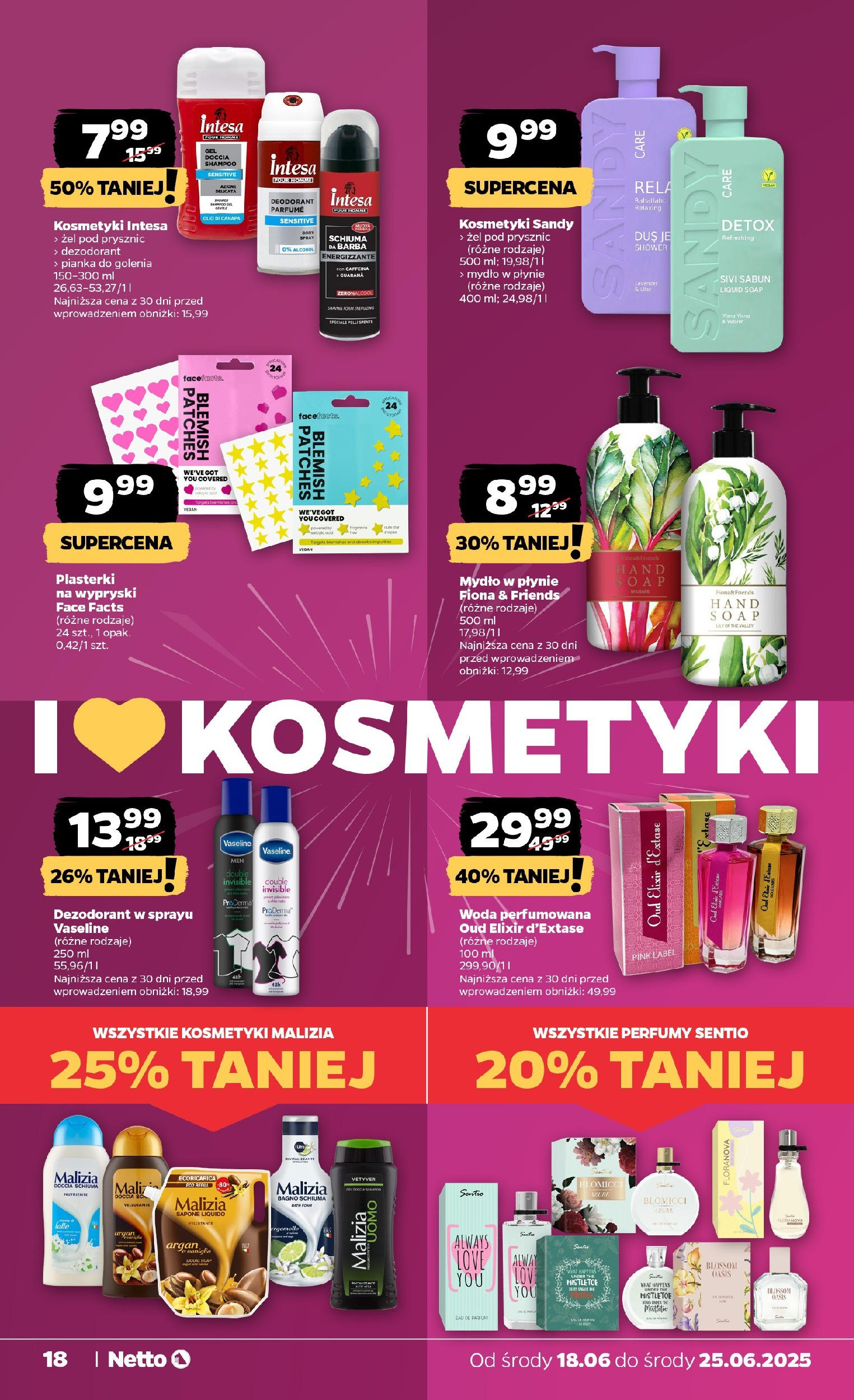Netto gazetka - Spożywcza od 18.06.2025 - Aktualne promocje | Strona: 18 | Produkty: Mydło w płynie, Kosmetyki, Perfumy, Pianka do golenia