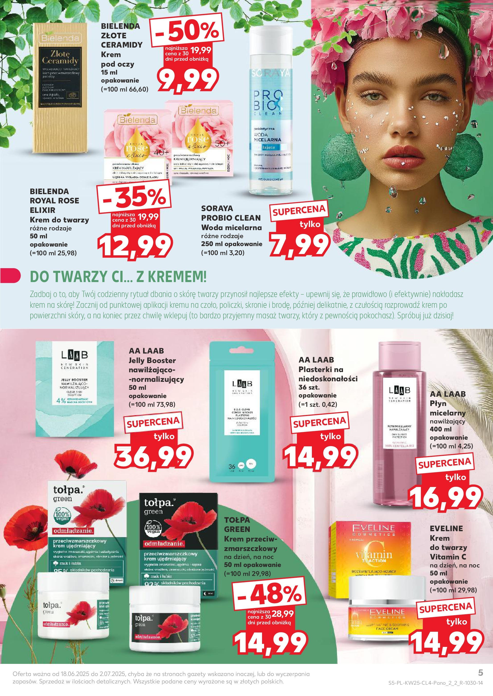 Kaufland gazetka - Piękne okazje na lato od 18.06.2025 - od jutra PDF | Strona: 5 | Produkty: Woda micelarna, Krem, Woda, Krem do twarzy