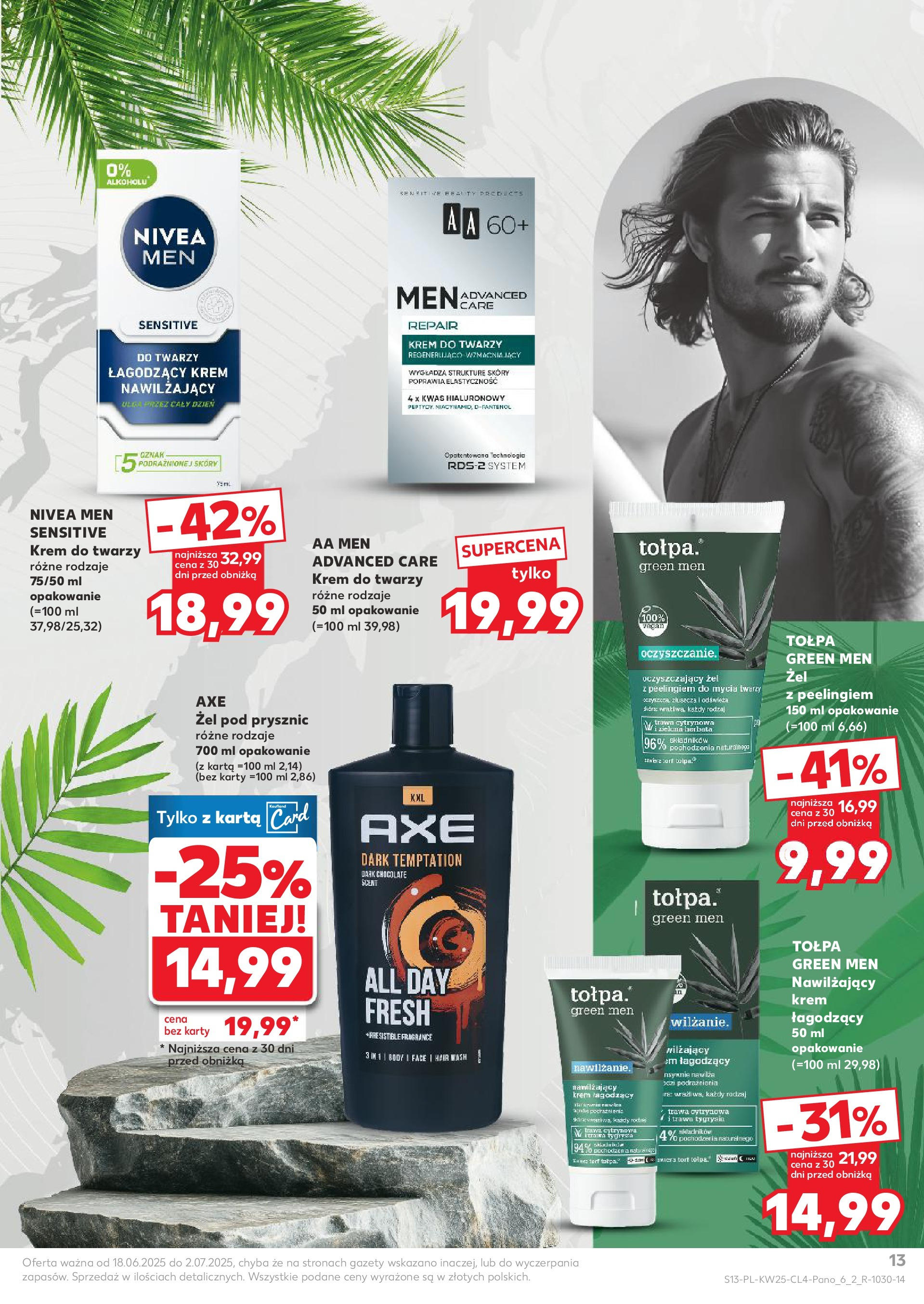 Kaufland gazetka - Piękne okazje na lato od 18.06.2025 - od jutra PDF | Strona: 13 | Produkty: Karta, Prysznic, Krem, Krem do twarzy