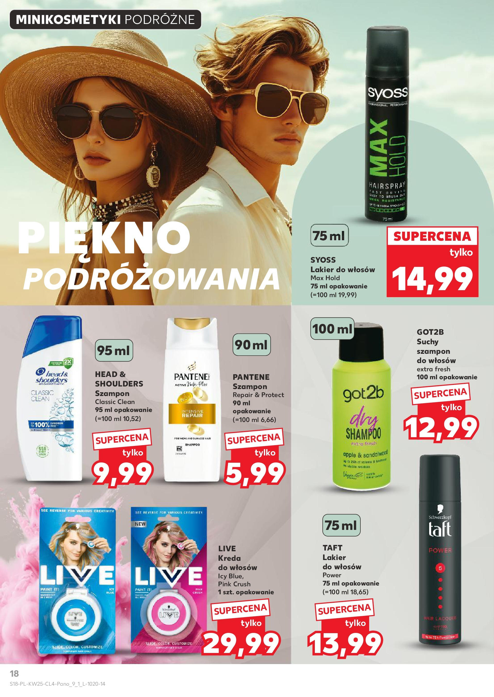 Kaufland gazetka - Piękne okazje na lato od 18.06.2025 - od jutra PDF | Strona: 18 | Produkty: Szampon, Lakier do włosów, Suchy szampon
